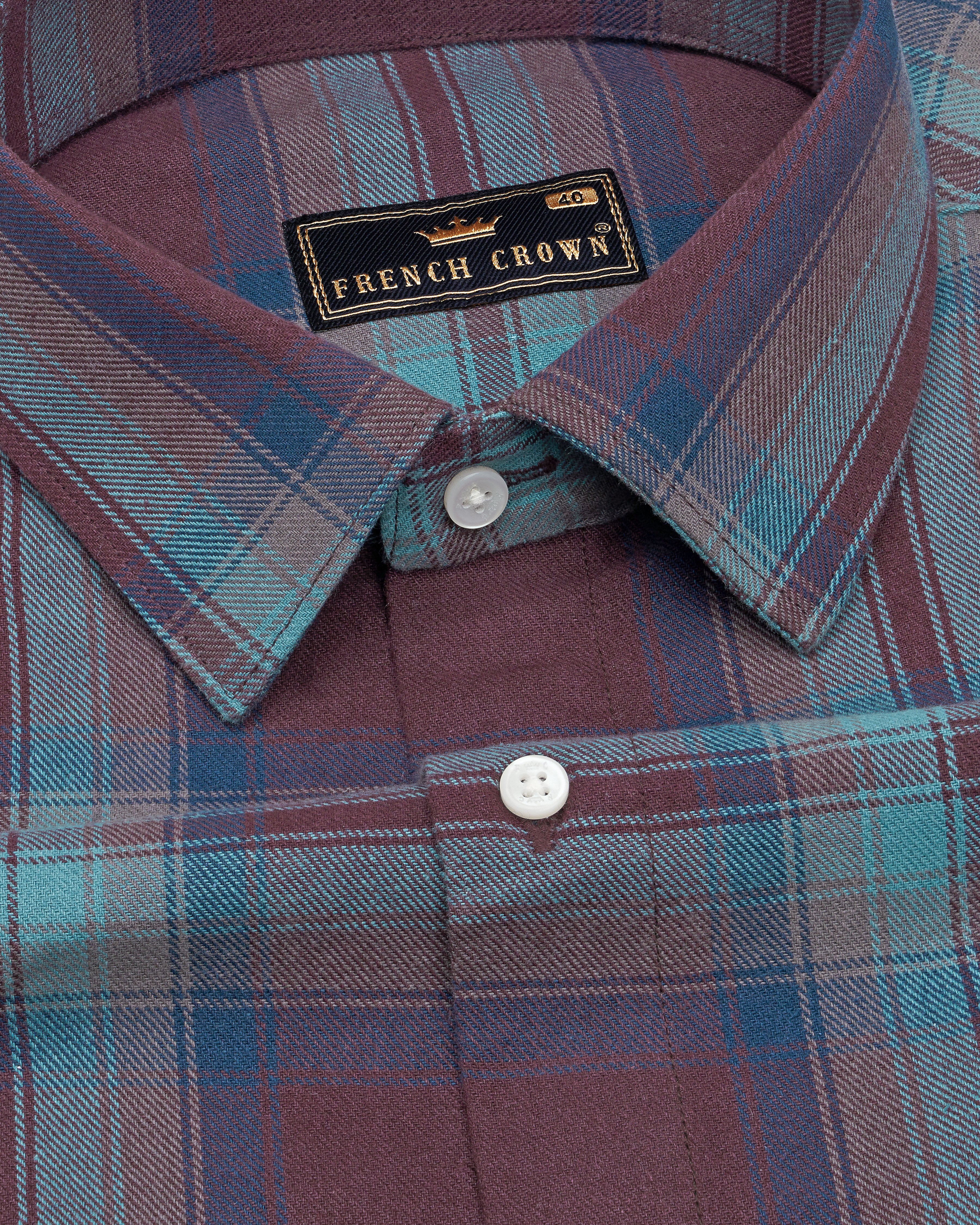 Matterhorn Brown with CloudBurst Blue Twill Premium Cotton Shirt 8808-38,8808-H-38,8808-39,8808-H-39,8808-40,8808-H-40,8808-42,8808-H-42,8808-44,8808-H-44,8808-46,8808-H-46,8808-48,8808-H-48,8808-50,8808-H-50,8808-52,8808-H-52