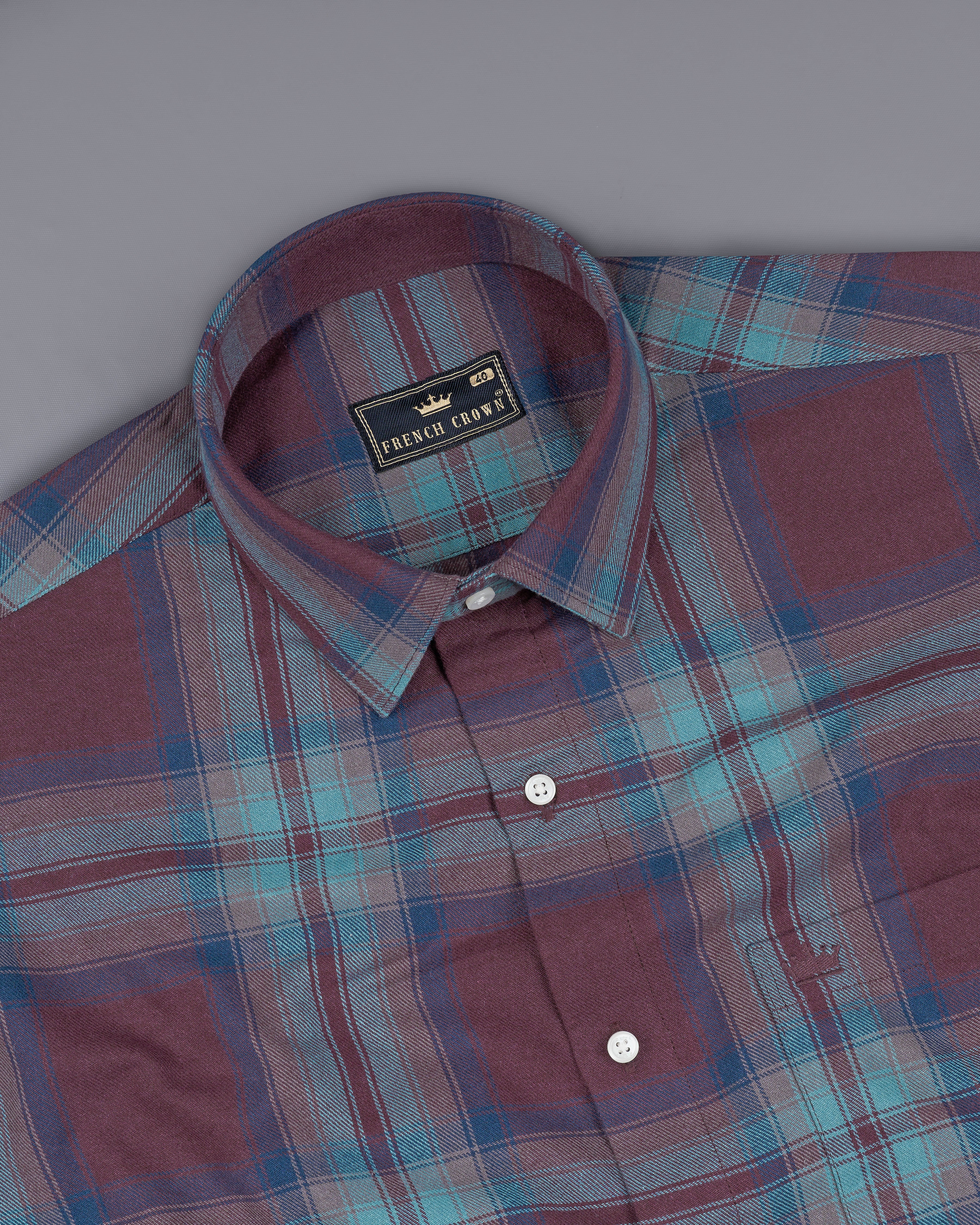 Matterhorn Brown with CloudBurst Blue Twill Premium Cotton Shirt 8808-38,8808-H-38,8808-39,8808-H-39,8808-40,8808-H-40,8808-42,8808-H-42,8808-44,8808-H-44,8808-46,8808-H-46,8808-48,8808-H-48,8808-50,8808-H-50,8808-52,8808-H-52