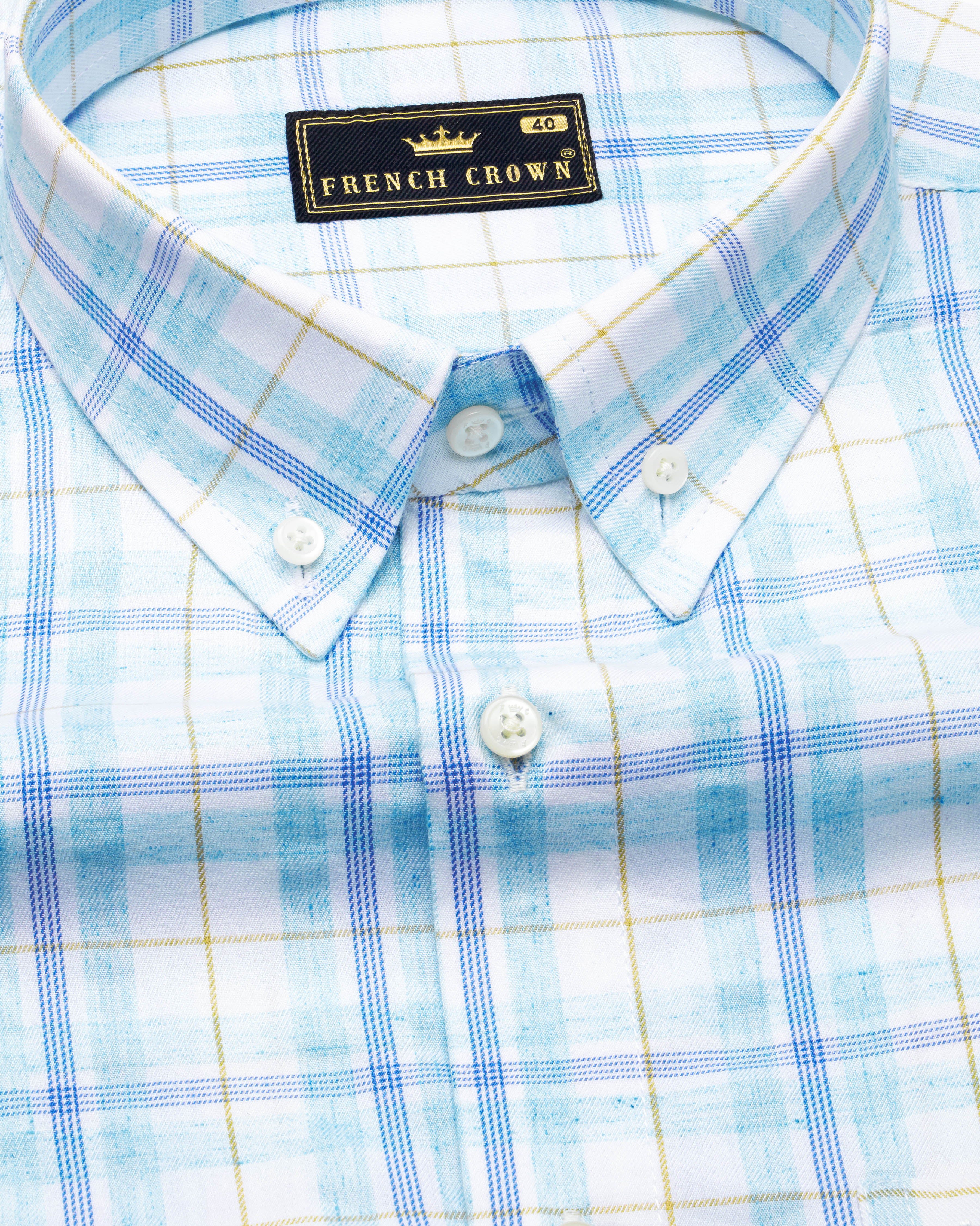 Bright White with Sapphire Blue Plaid Premium Cotton Shirt 8809-BD-38,8809-BD-H-38,8809-BD-39,8809-BD-H-39,8809-BD-40,8809-BD-H-40,8809-BD-42,8809-BD-H-42,8809-BD-44,8809-BD-H-44,8809-BD-46,8809-BD-H-46,8809-BD-48,8809-BD-H-48,8809-BD-50,8809-BD-H-50,8809-BD-52,8809-BD-H-52