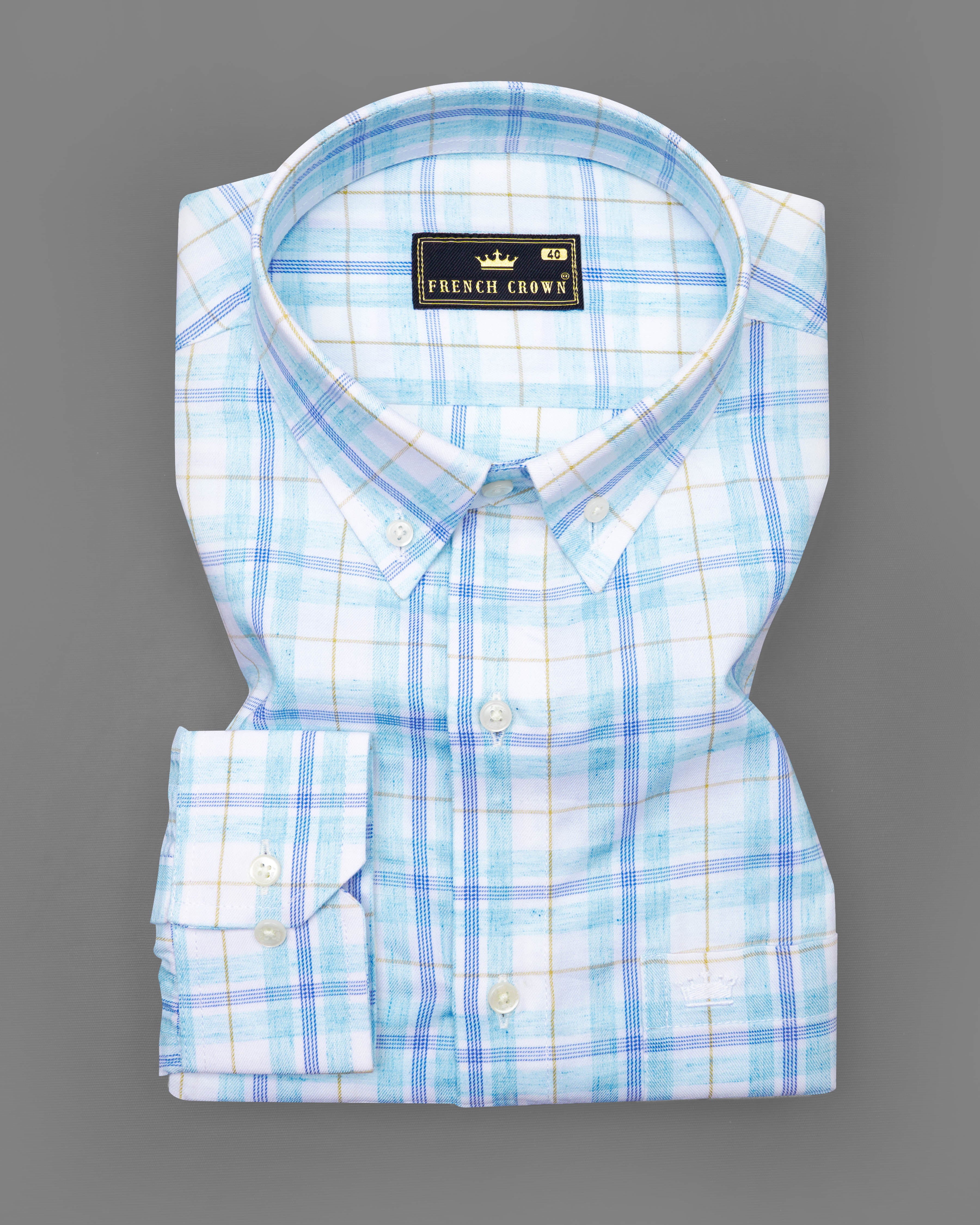 Bright White with Sapphire Blue Plaid Premium Cotton Shirt 8809-BD-38,8809-BD-H-38,8809-BD-39,8809-BD-H-39,8809-BD-40,8809-BD-H-40,8809-BD-42,8809-BD-H-42,8809-BD-44,8809-BD-H-44,8809-BD-46,8809-BD-H-46,8809-BD-48,8809-BD-H-48,8809-BD-50,8809-BD-H-50,8809-BD-52,8809-BD-H-52