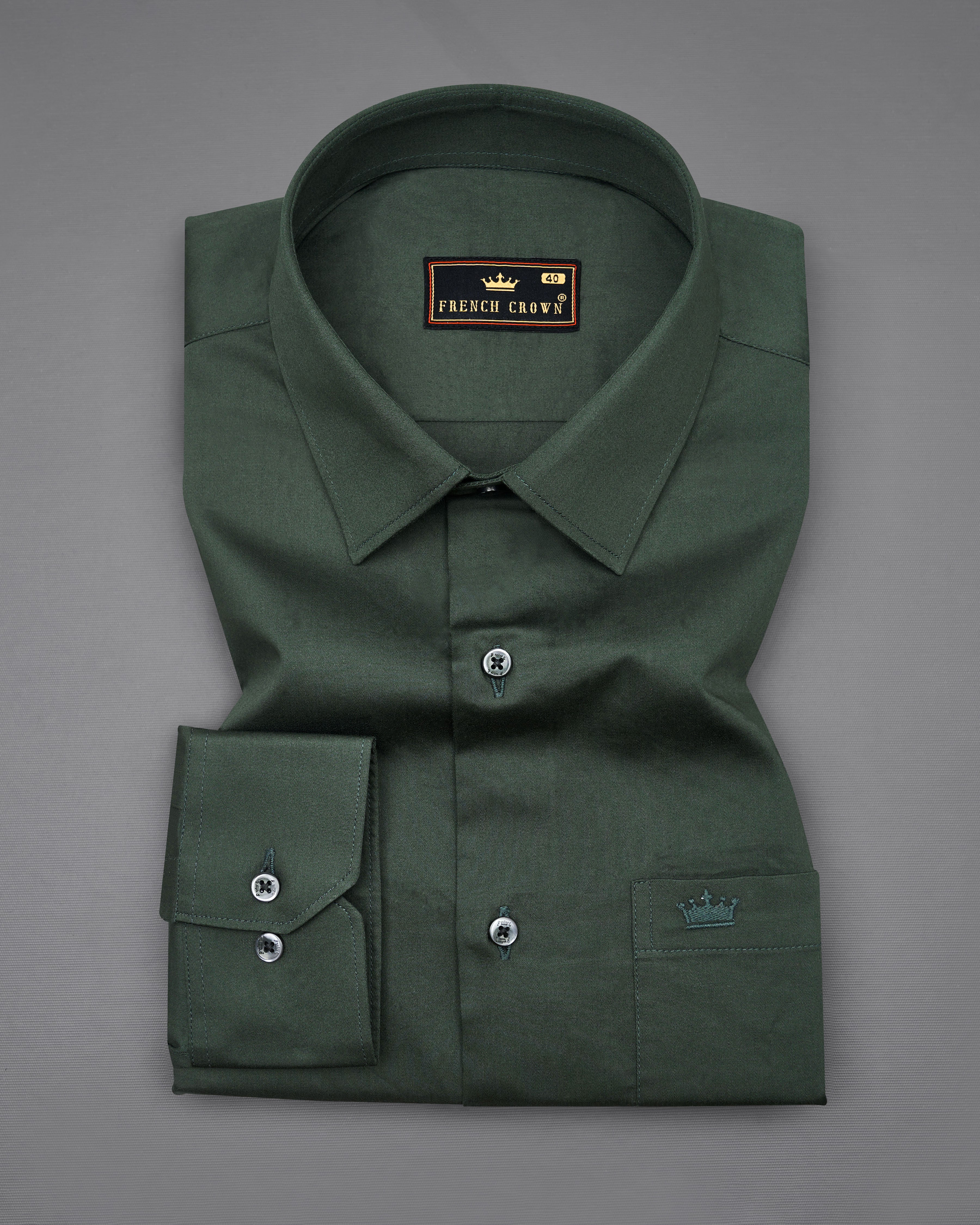 Timber Green Subtle Sheen Super Soft Premium Cotton Shirt