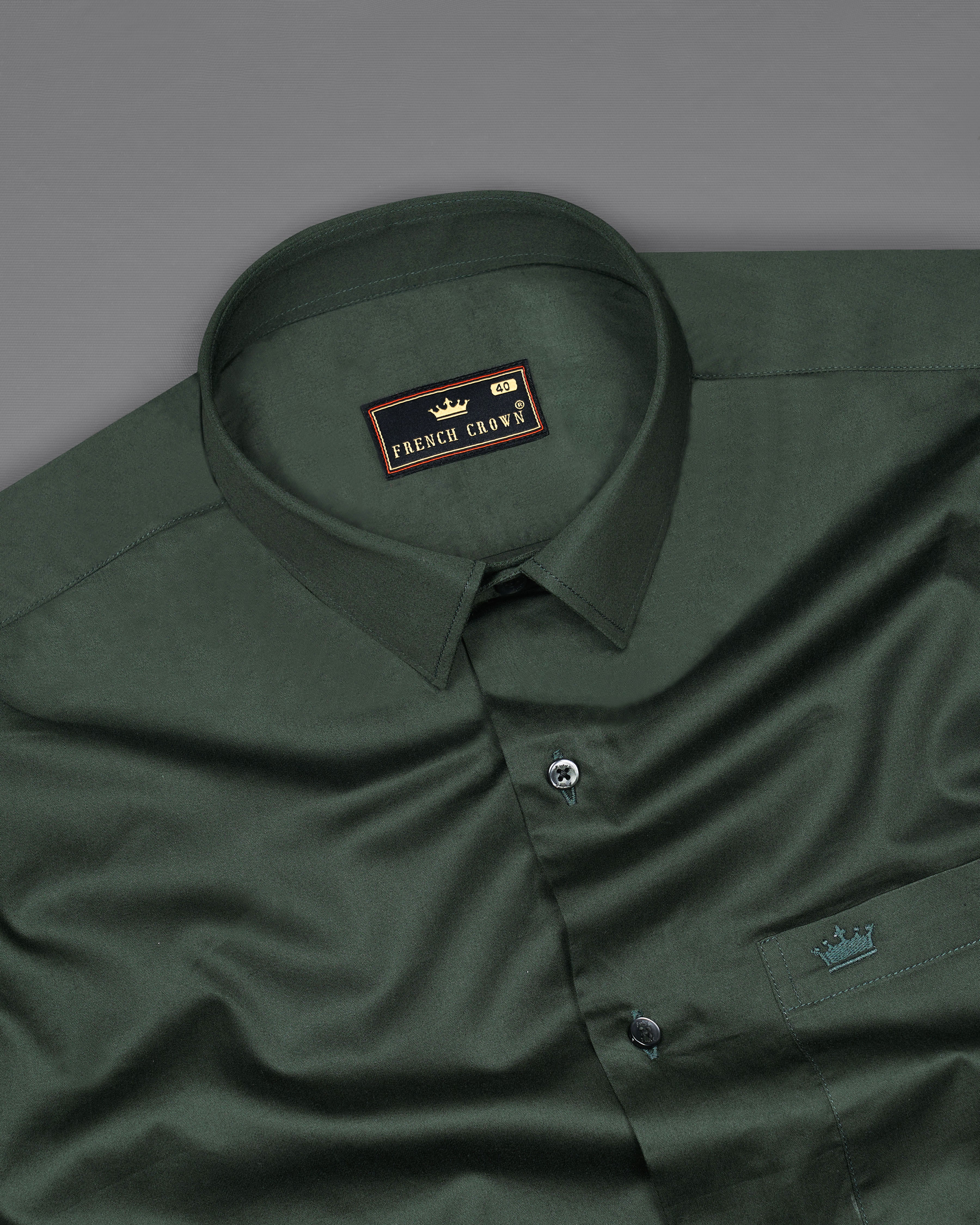 Timber Green Subtle Sheen Super Soft Premium Cotton Shirt