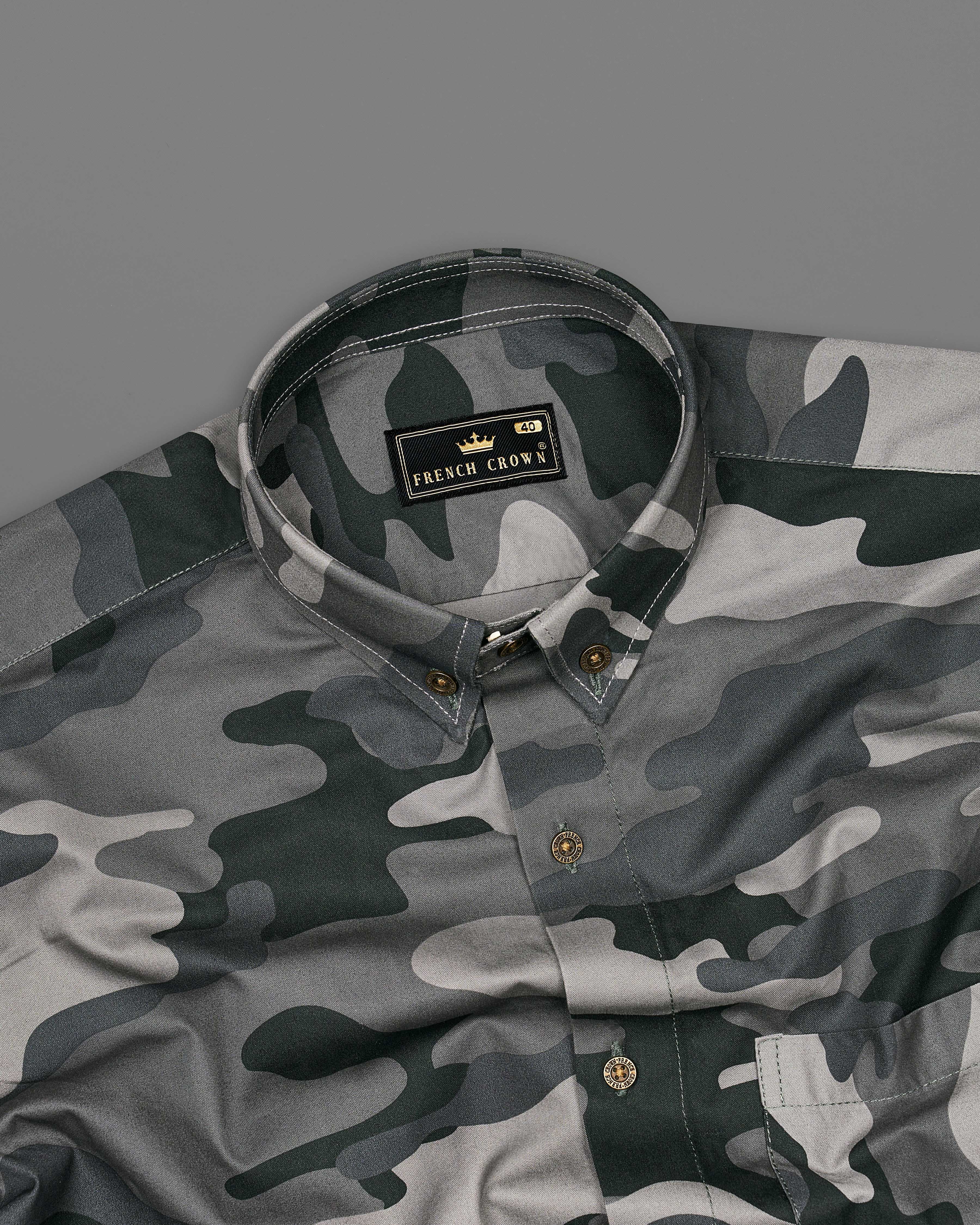Ironside Gray with Baltic Black Camouflage Printed Royal Oxford Shirt 8892-BD-MB-38, 8892-BD-MB-H-38,  8892-BD-MB-39,  8892-BD-MB-H-39,  8892-BD-MB-40,  8892-BD-MB-H-40,  8892-BD-MB-42,  8892-BD-MB-H-42,  8892-BD-MB-44,  8892-BD-MB-H-44,  8892-BD-MB-46,  8892-BD-MB-H-46,  8892-BD-MB-48,  8892-BD-MB-H-48,  8892-BD-MB-50,  8892-BD-MB-H-50,  8892-BD-MB-52,  8892-BD-MB-H-52