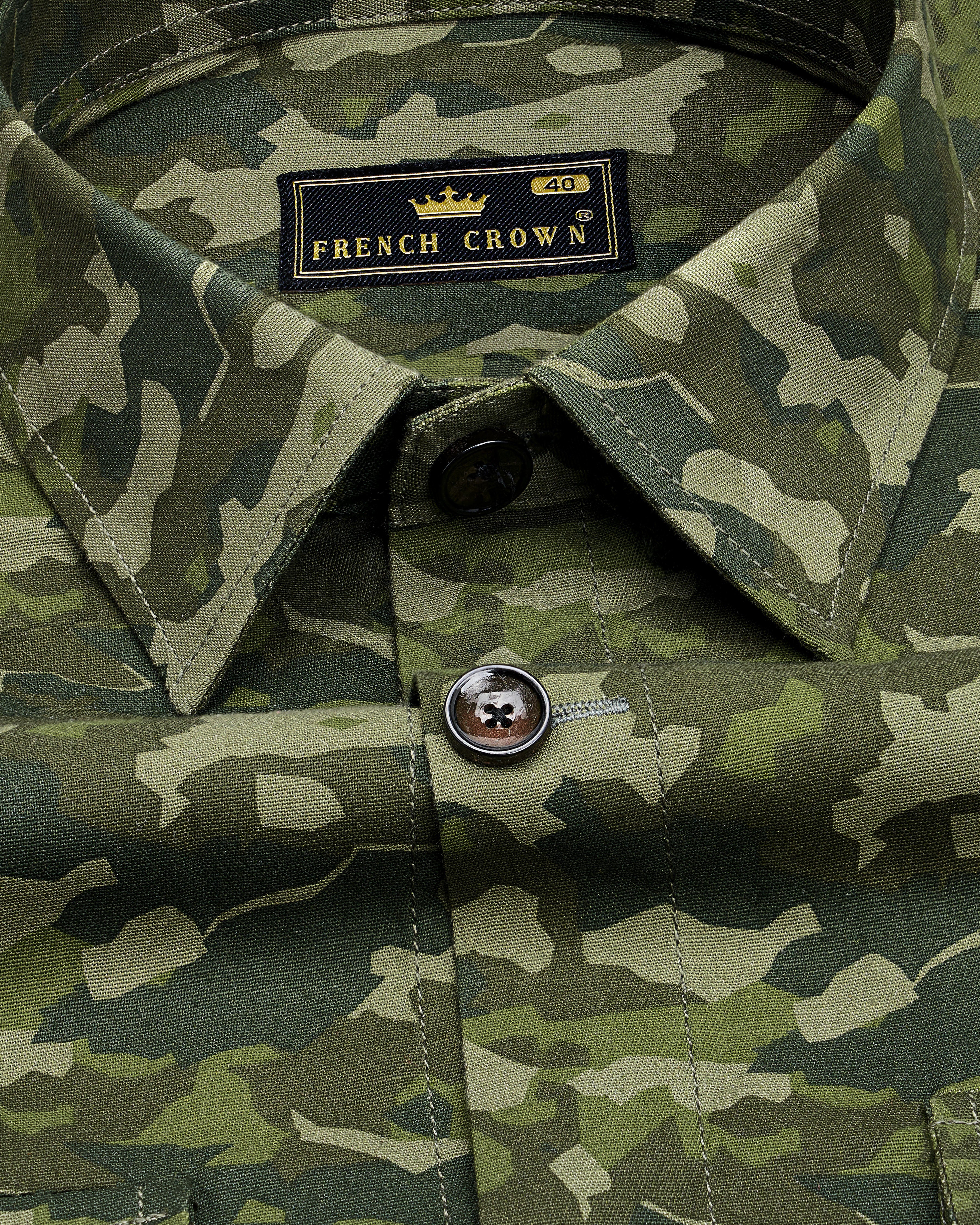 Rifle Green with Stonewall Brown Camouflage Printed Royal Oxford Designer Shirt 8925-P325-38, 8925-P325-H-38, 8925-P325-39, 8925-P325-H-39, 8925-P325-40, 8925-P325-H-40, 8925-P325-42, 8925-P325-H-42, 8925-P325-44, 8925-P325-H-44, 8925-P325-46, 8925-P325-H-46, 8925-P325-48, 8925-P325-H-48, 8925-P325-50, 8925-P325-H-50, 8925-P325-52, 8925-P325-H-52