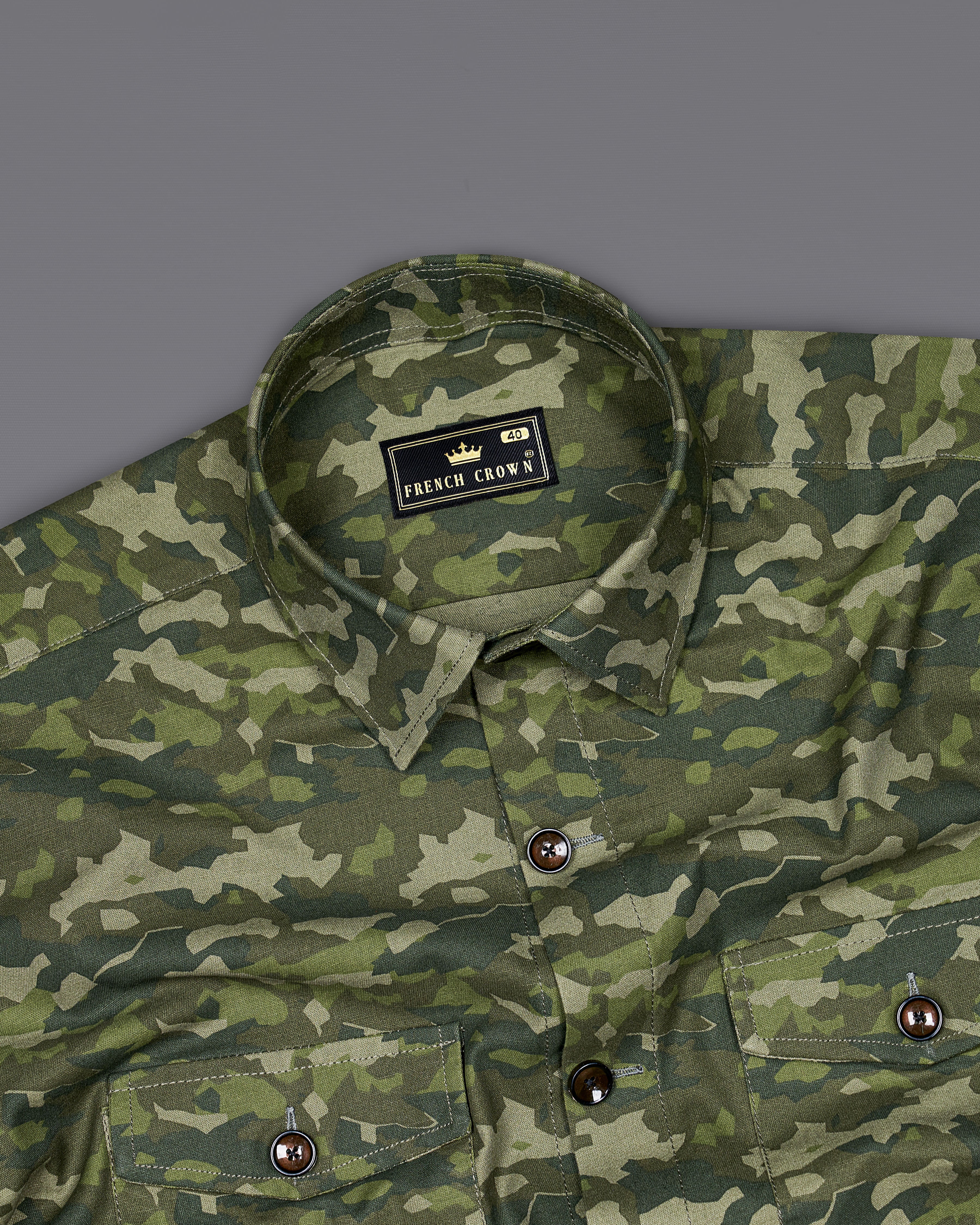Rifle Green with Stonewall Brown Camouflage Printed Royal Oxford Designer Shirt 8925-P325-38, 8925-P325-H-38, 8925-P325-39, 8925-P325-H-39, 8925-P325-40, 8925-P325-H-40, 8925-P325-42, 8925-P325-H-42, 8925-P325-44, 8925-P325-H-44, 8925-P325-46, 8925-P325-H-46, 8925-P325-48, 8925-P325-H-48, 8925-P325-50, 8925-P325-H-50, 8925-P325-52, 8925-P325-H-52