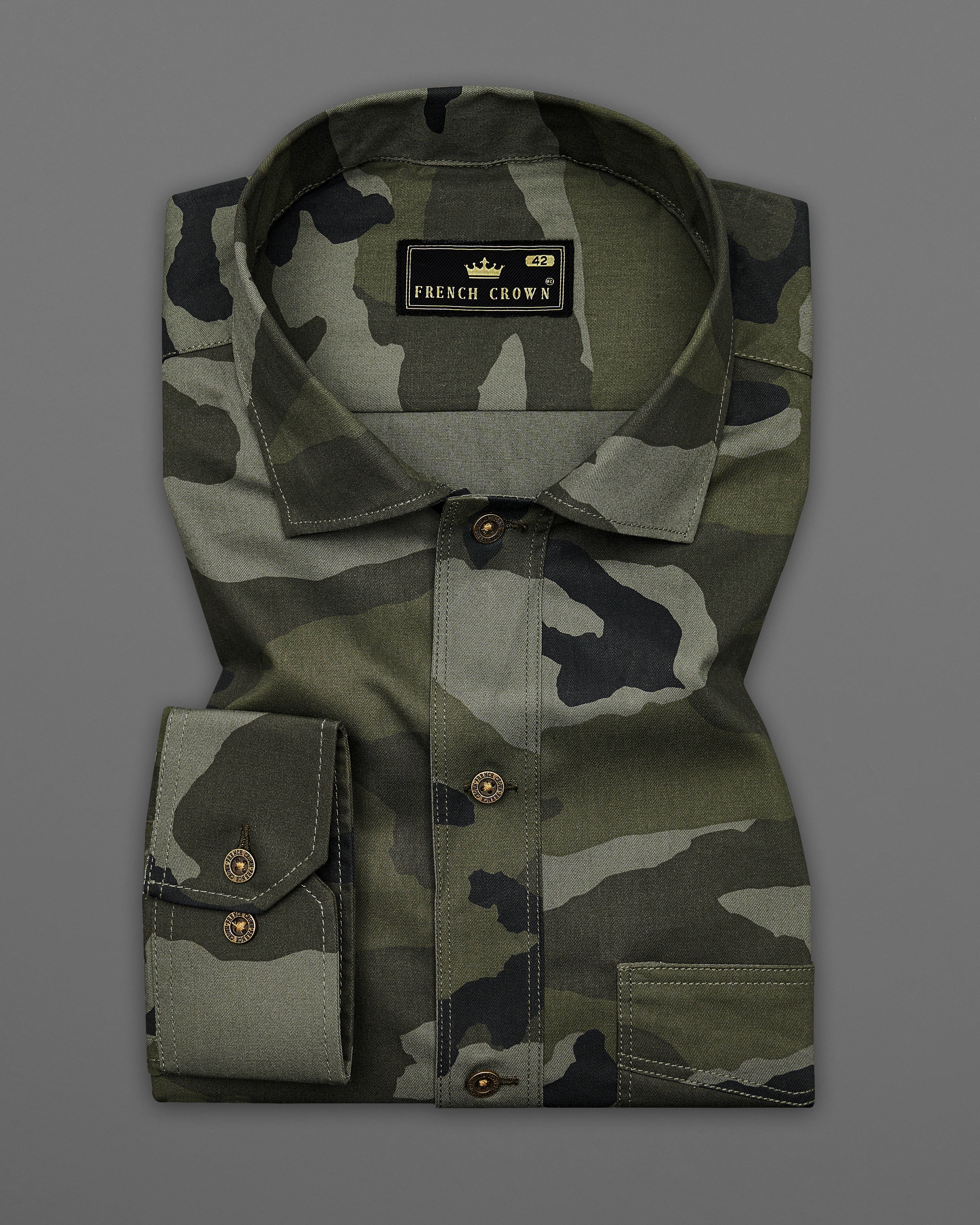Iridium Green with Mirage Black Camouflage Printed Royal Oxford Designer OverShirt 8929-MB-P326-38, 8929-MB-P326-H-38, 8929-MB-P326-39, 8929-MB-P326-H-39, 8929-MB-P326-40, 8929-MB-P326-H-40, 8929-MB-P326-42, 8929-MB-P326-H-42, 8929-MB-P326-44, 8929-MB-P326-H-44, 8929-MB-P326-46, 8929-MB-P326-H-46, 8929-MB-P326-48, 8929-MB-P326-H-48, 8929-MB-P326-50, 8929-MB-P326-H-50, 8929-MB-P326-52, 8929-MB-P326-H-52