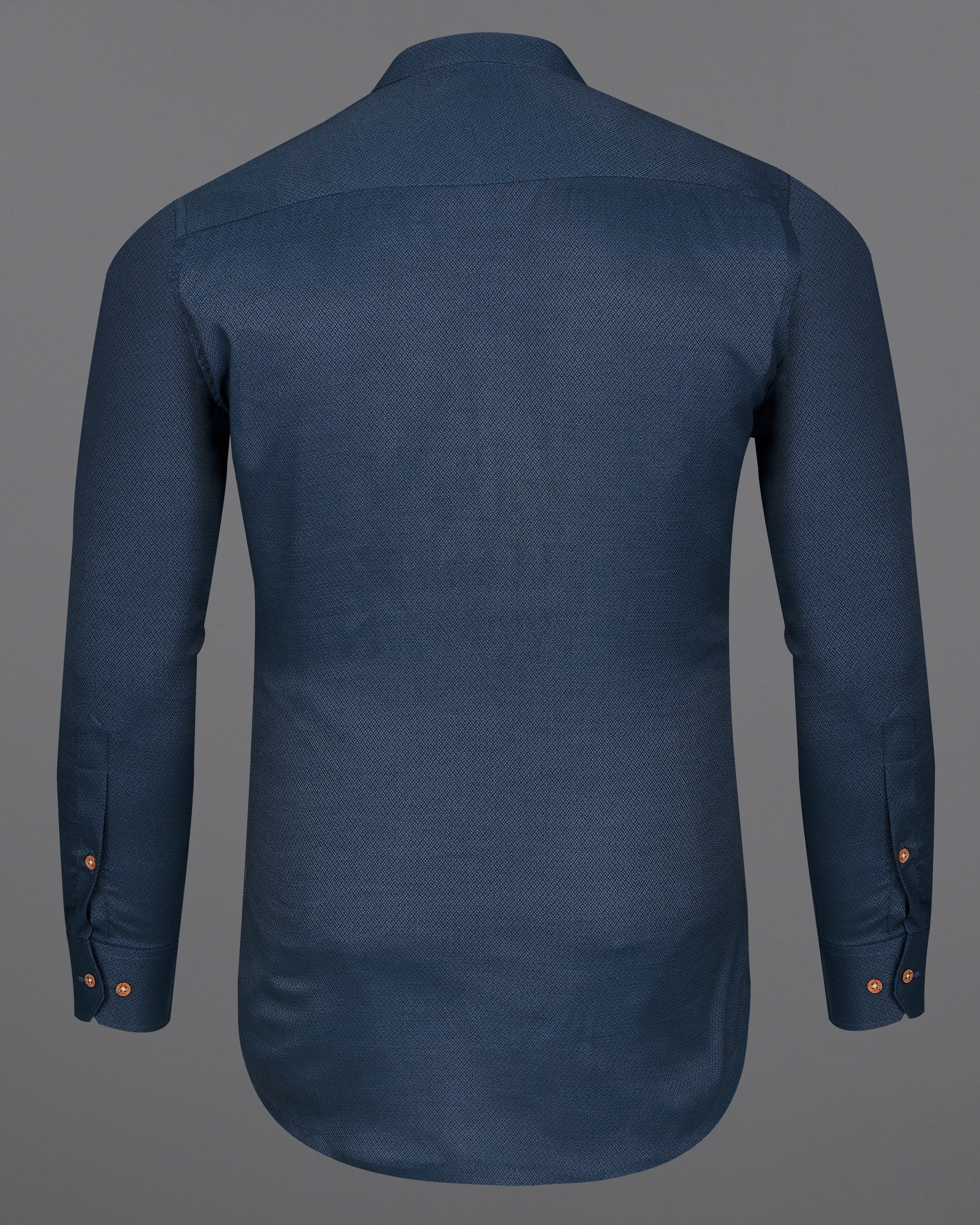 Biscar Blue Dobby Textured Premium Giza Cotton Kurta Shirt