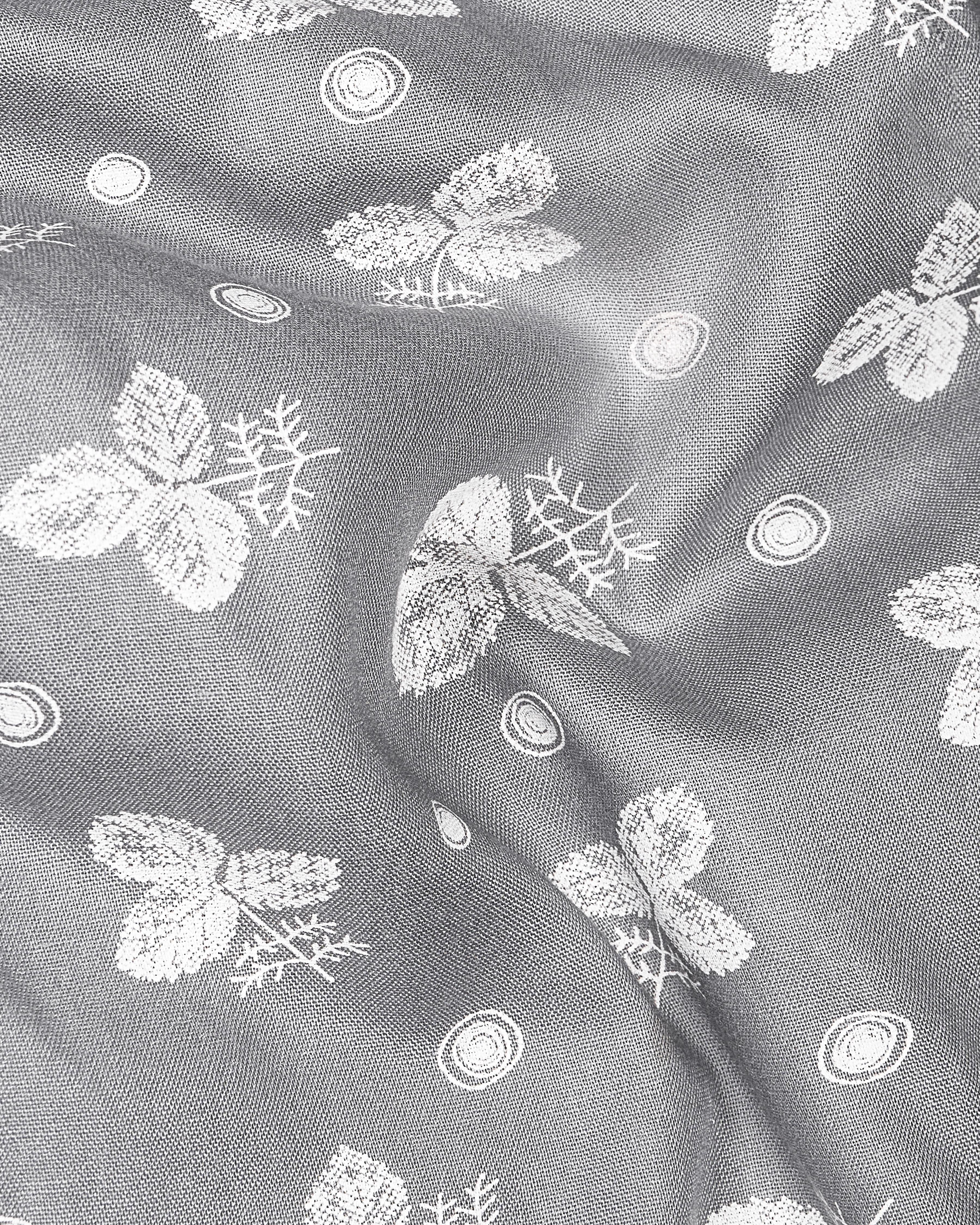 Martini Gray Leaves Textured Premium Tencel Shirt