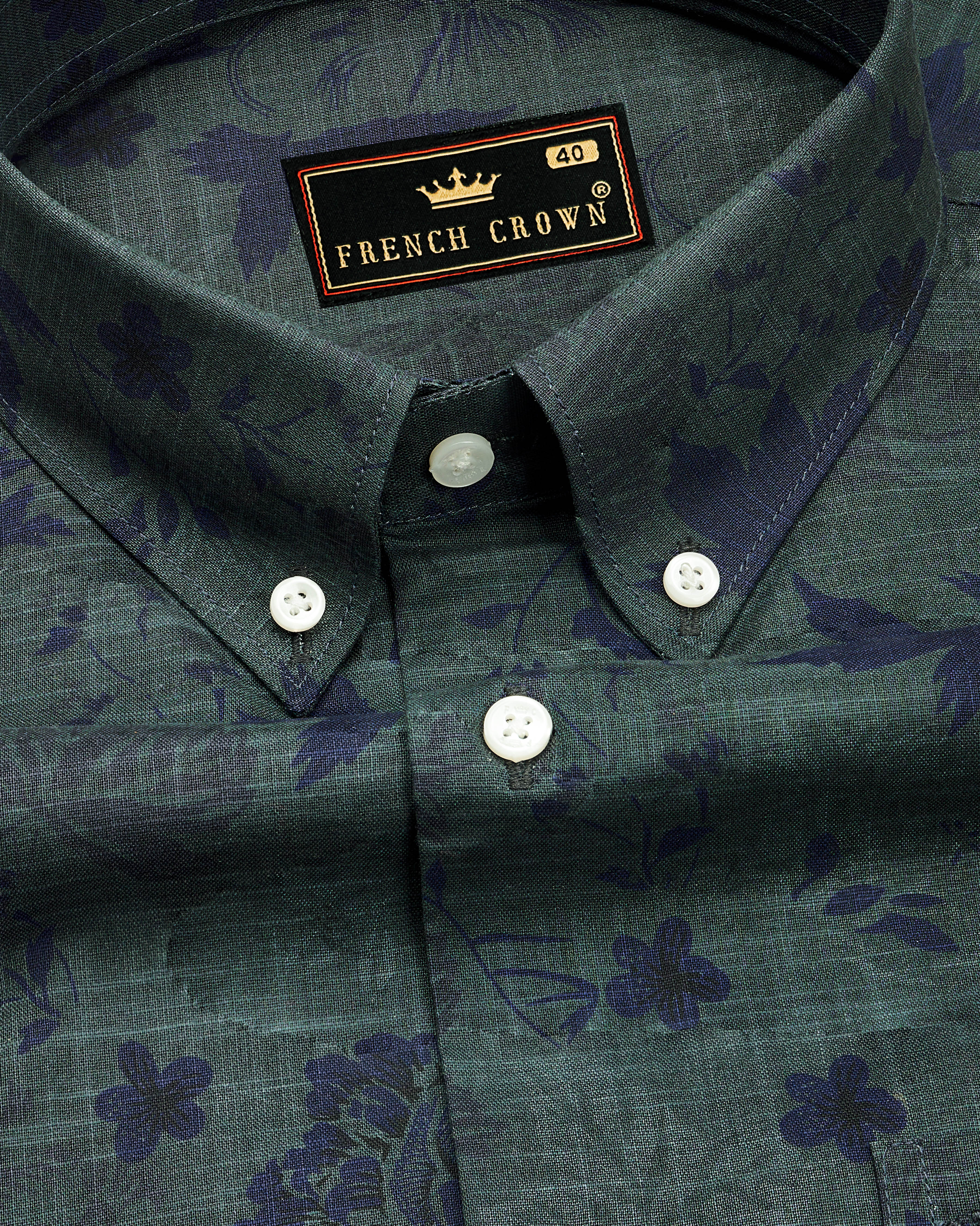 Iridium Green with Ebony Blue Textured Denim Shirt