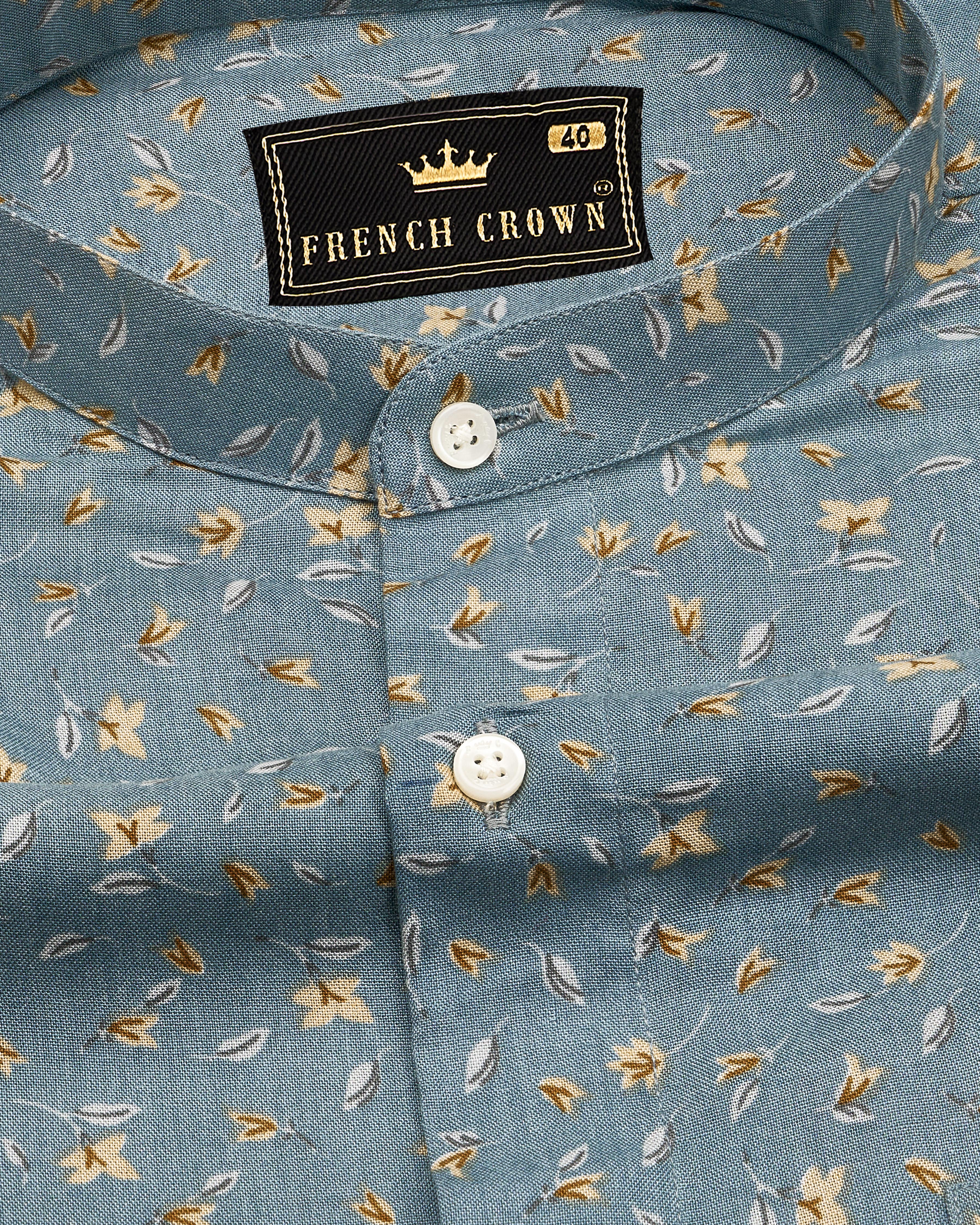 Cascade Green Ditsy Printed Premium Tencel Shirt