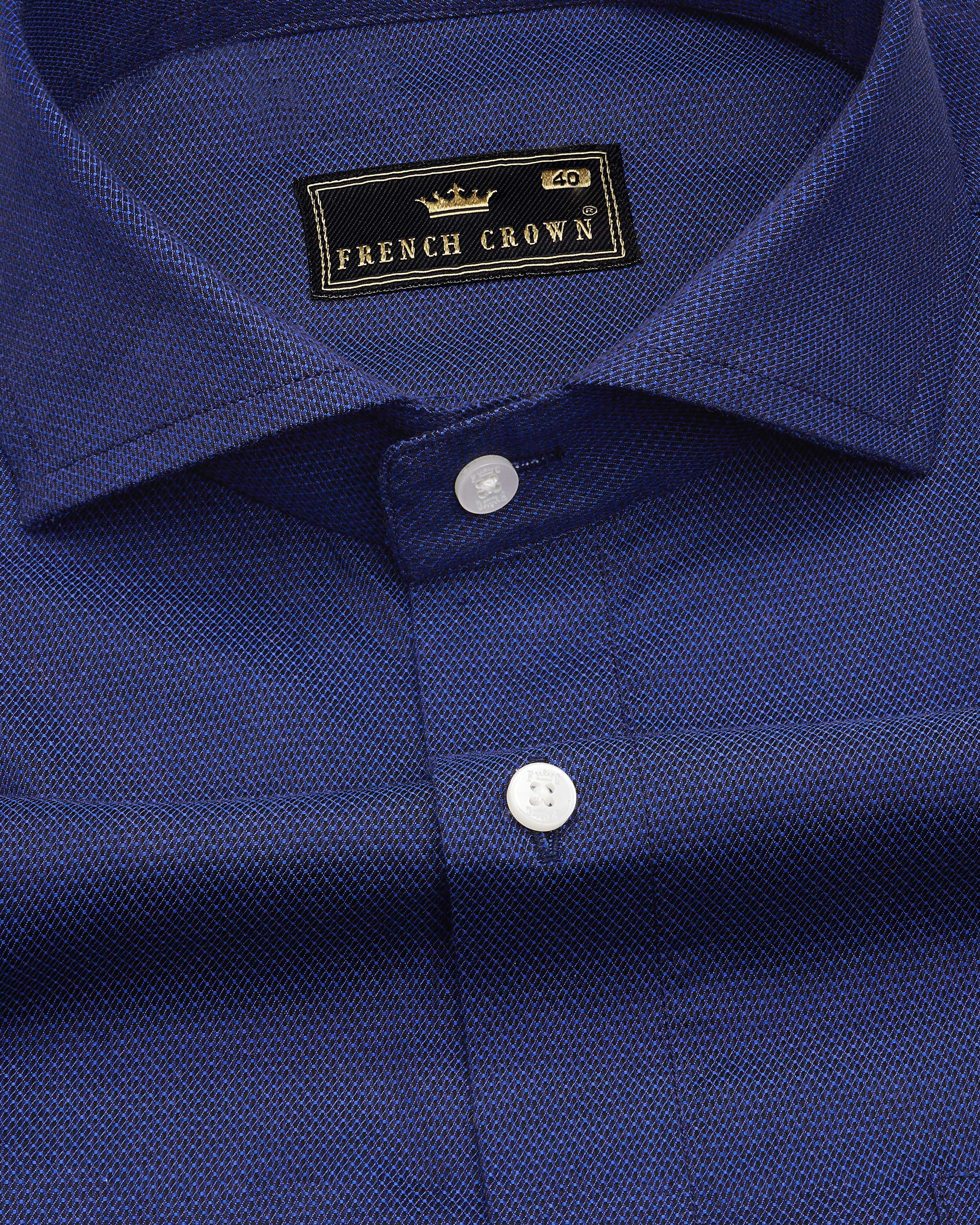 Rhino Blue Dobby Textured Premium Giza Cotton Shirt