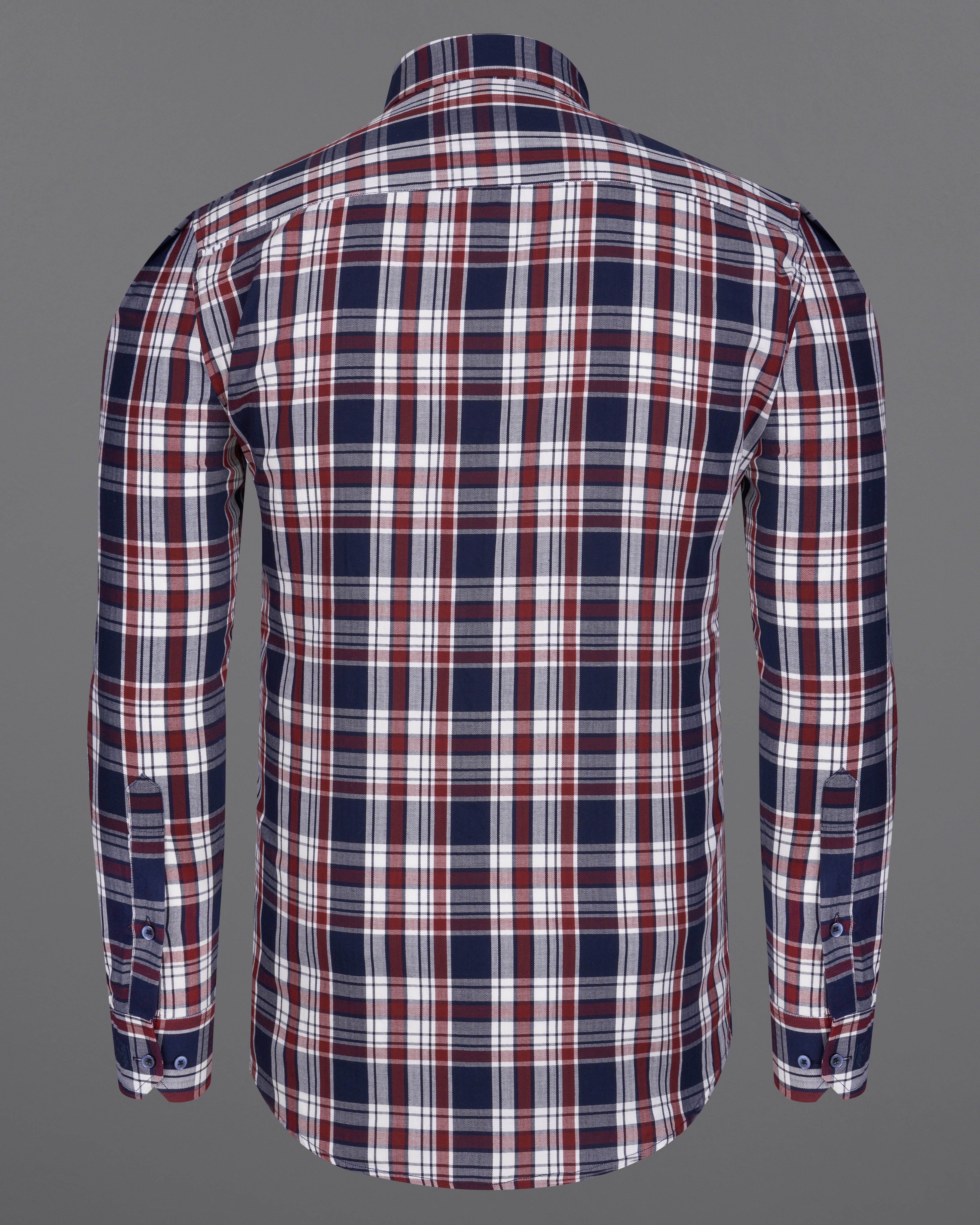 Cinder Navy Blue with White and Firebrick Red Plaid Herringbone Premium Cotton Shirt 9048-BLE-38, 9048-BLE-H-38, 9048-BLE-39, 9048-BLE-H-39, 9048-BLE-40, 9048-BLE-H-40, 9048-BLE-42, 9048-BLE-H-42, 9048-BLE-44, 9048-BLE-H-44, 9048-BLE-46, 9048-BLE-H-46, 9048-BLE-48, 9048-BLE-H-48, 9048-BLE-50, 9048-BLE-H-50, 9048-BLE-52, 9048-BLE-H-52
