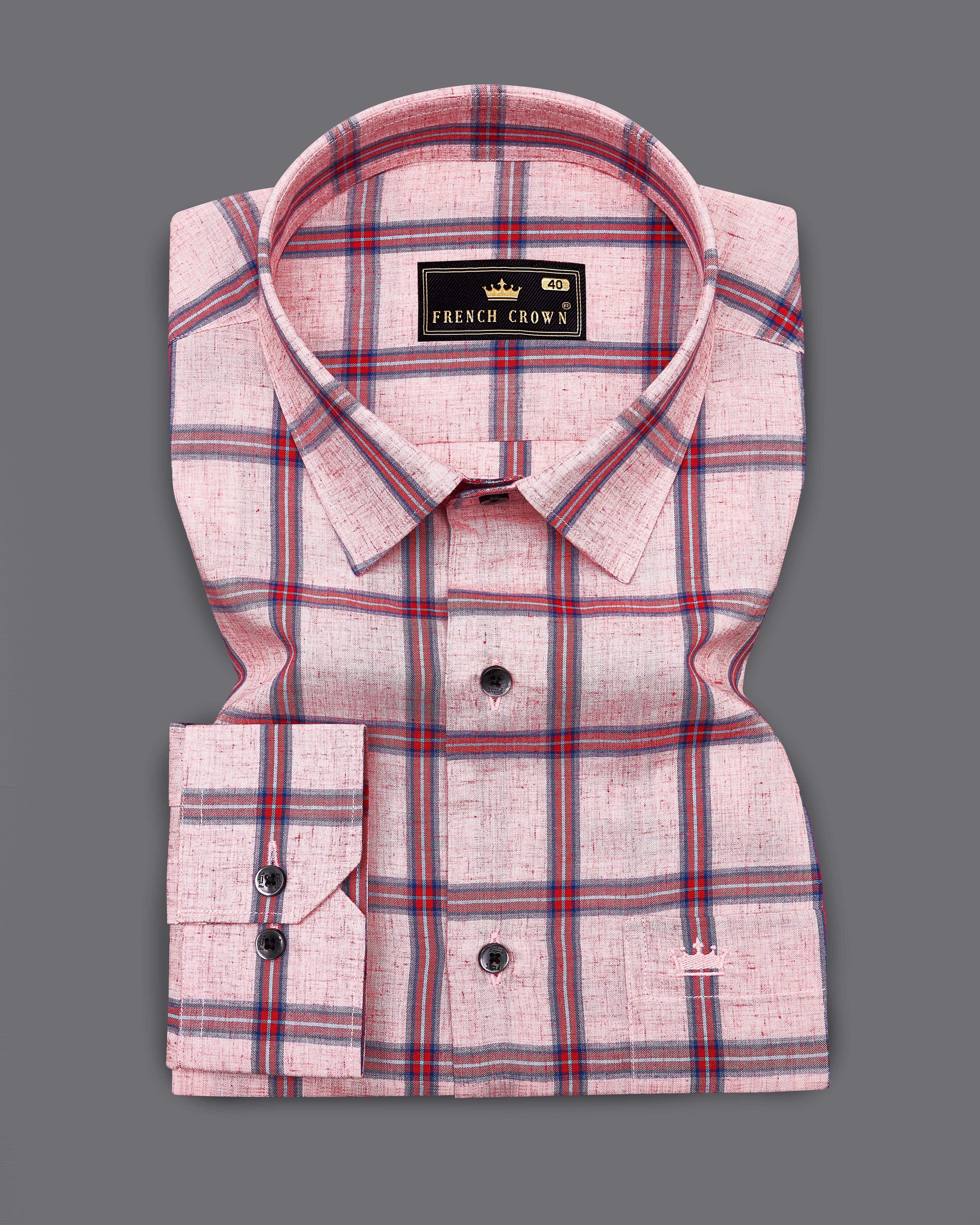 Oyster Pink with Cornell Pink Windowpane Premium Cotton Shirt 9051-BLK-38, 9051-BLK-H-38, 9051-BLK-39, 9051-BLK-H-39, 9051-BLK-40, 9051-BLK-H-40, 9051-BLK-42, 9051-BLK-H-42, 9051-BLK-44, 9051-BLK-H-44, 9051-BLK-46, 9051-BLK-H-46, 9051-BLK-48, 9051-BLK-H-48, 9051-BLK-50, 9051-BLK-H-50, 9051-BLK-52, 9051-BLK-H-52