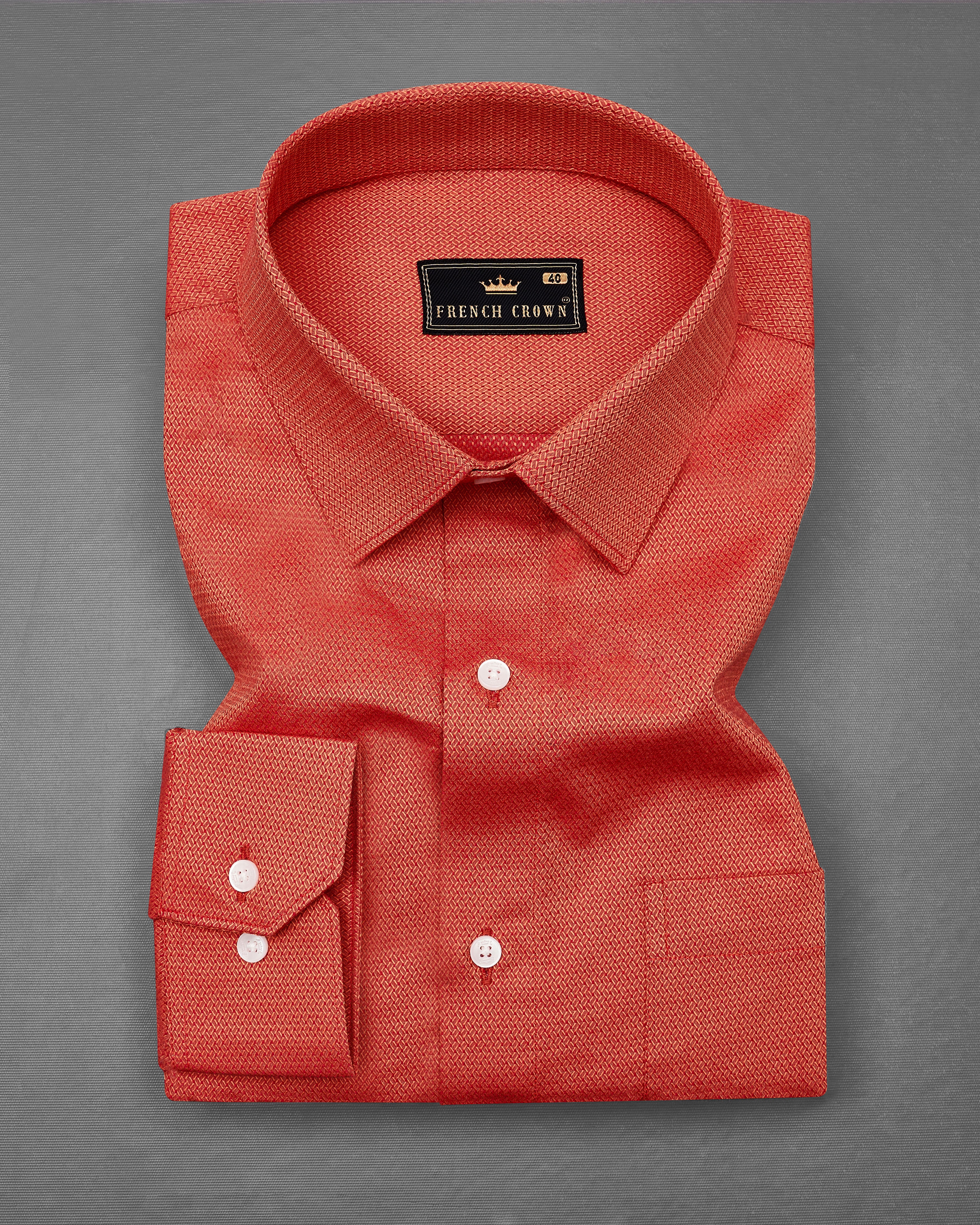 Mahogany Orange Dobby Textured Premium Giza Cotton Shirt 9081-38, 9081-H-38, 9081-39, 9081-H-39, 9081-40, 9081-H-40, 9081-42, 9081-H-42, 9081-44, 9081-H-44, 9081-46, 9081-H-46, 9081-48, 9081-H-48, 9081-50, 9081-H-50, 9081-52, 9081-H-52