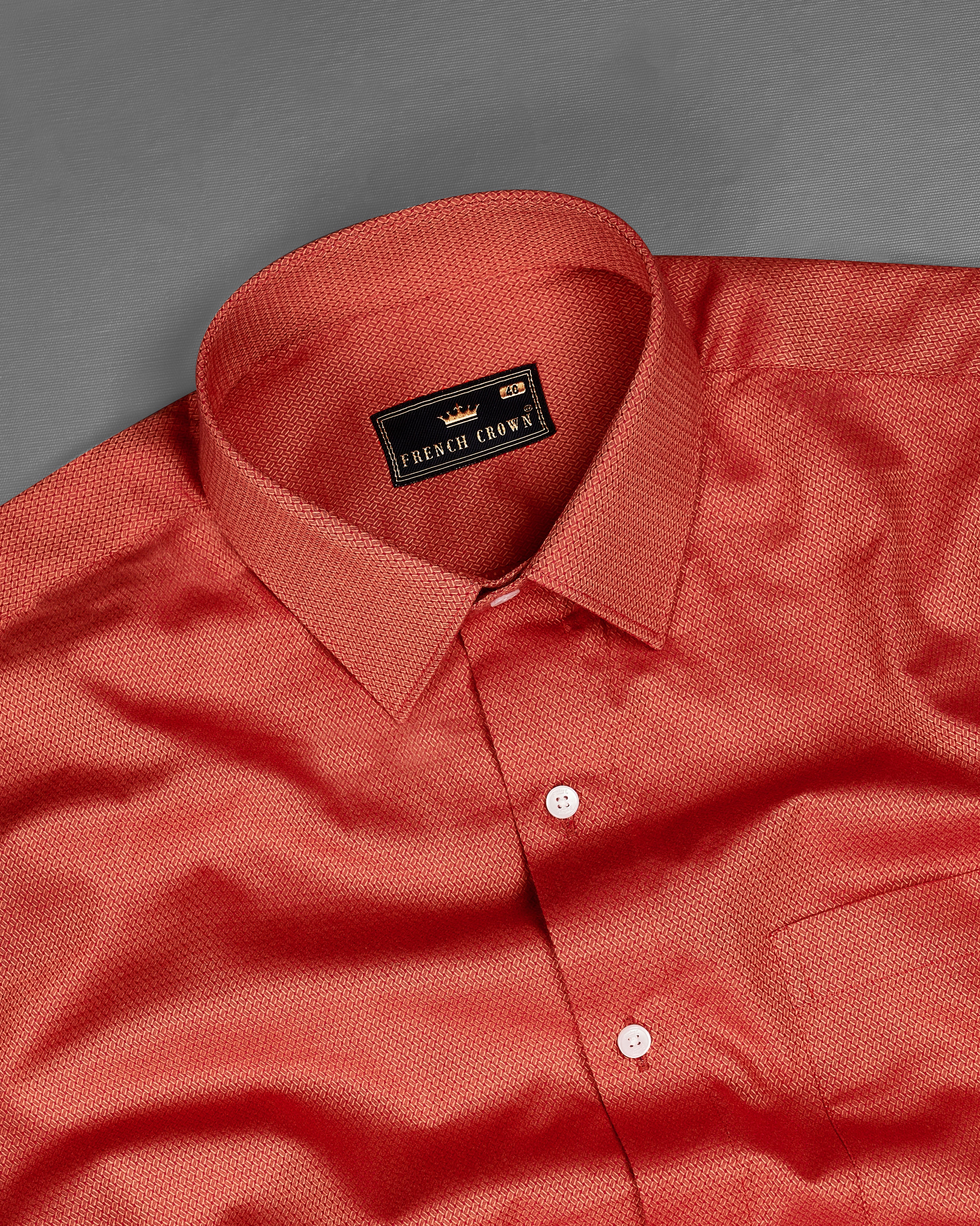 Mahogany Orange Dobby Textured Premium Giza Cotton Shirt 9081-38, 9081-H-38, 9081-39, 9081-H-39, 9081-40, 9081-H-40, 9081-42, 9081-H-42, 9081-44, 9081-H-44, 9081-46, 9081-H-46, 9081-48, 9081-H-48, 9081-50, 9081-H-50, 9081-52, 9081-H-52