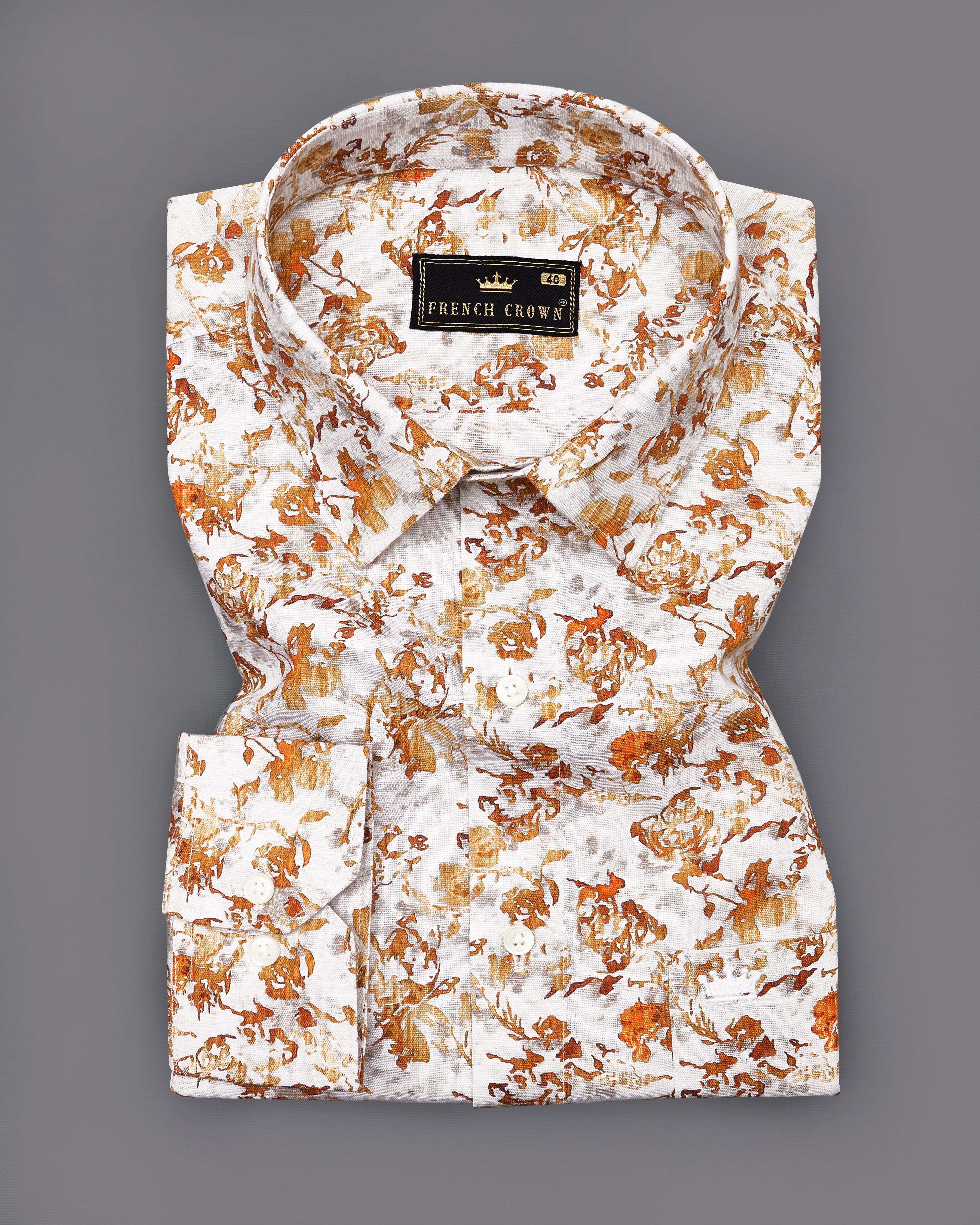 Bright White with Leather Brown Printed Premium Cotton Shirt 9092-38, 9092-H-38, 9092-39, 9092-H-39, 9092-40, 9092-H-40, 9092-42, 9092-H-42, 9092-44, 9092-H-44, 9092-46, 9092-H-46, 9092-48, 9092-H-48, 9092-50, 9092-H-50, 9092-52, 9092-H-52
