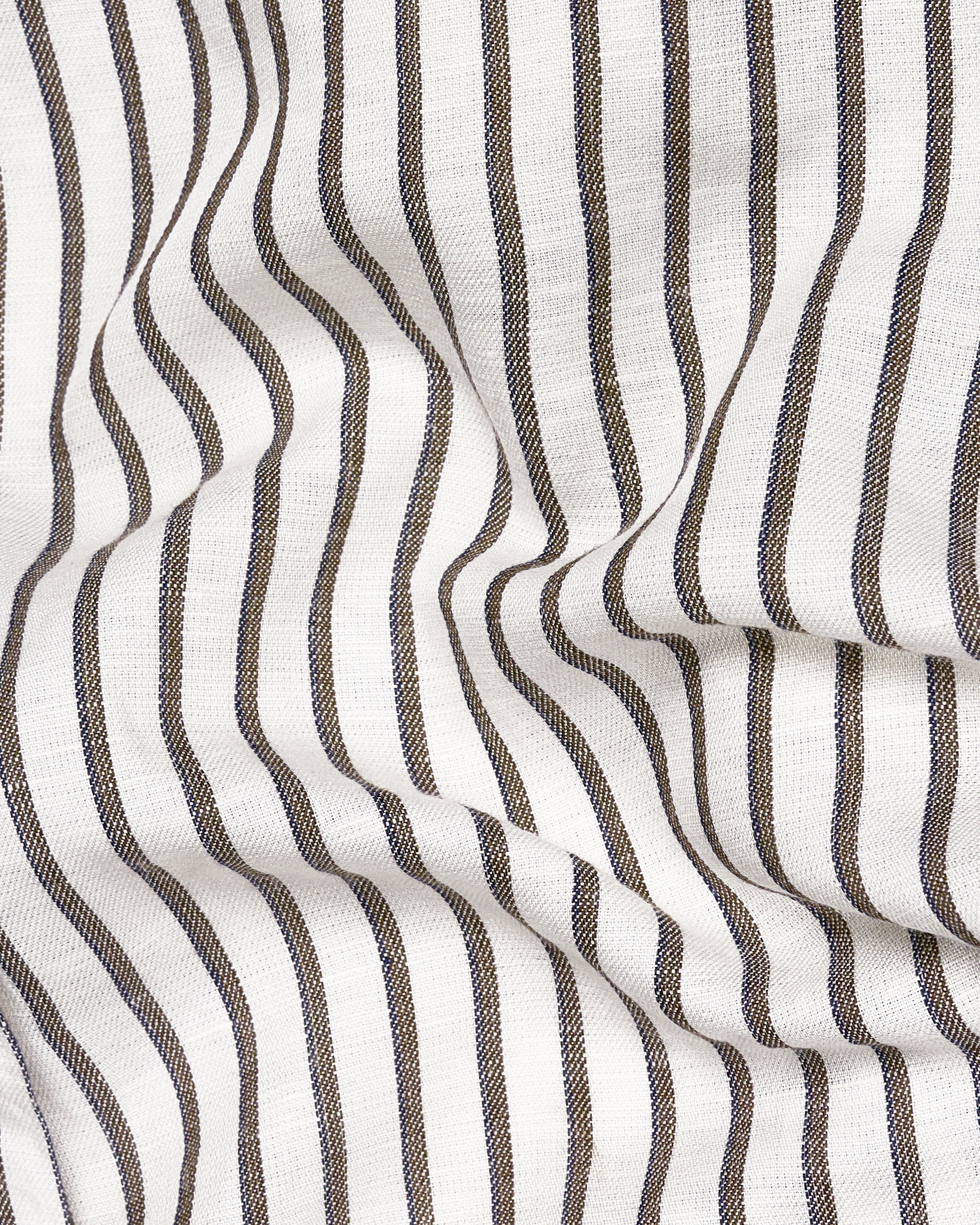 Off White with Hemlock Brown Striped Tencel Shirt