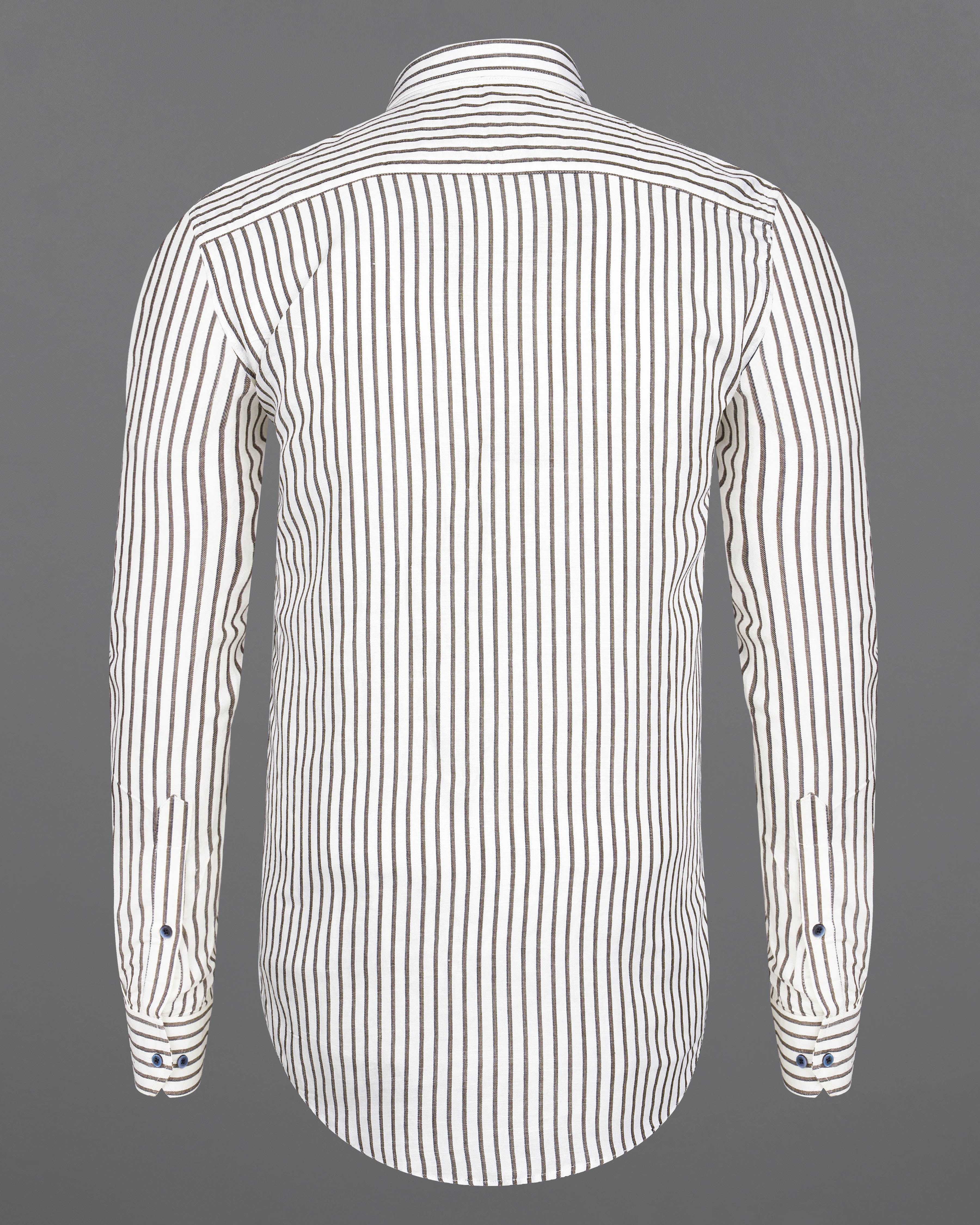 Off White with Hemlock Brown Striped Tencel Shirt