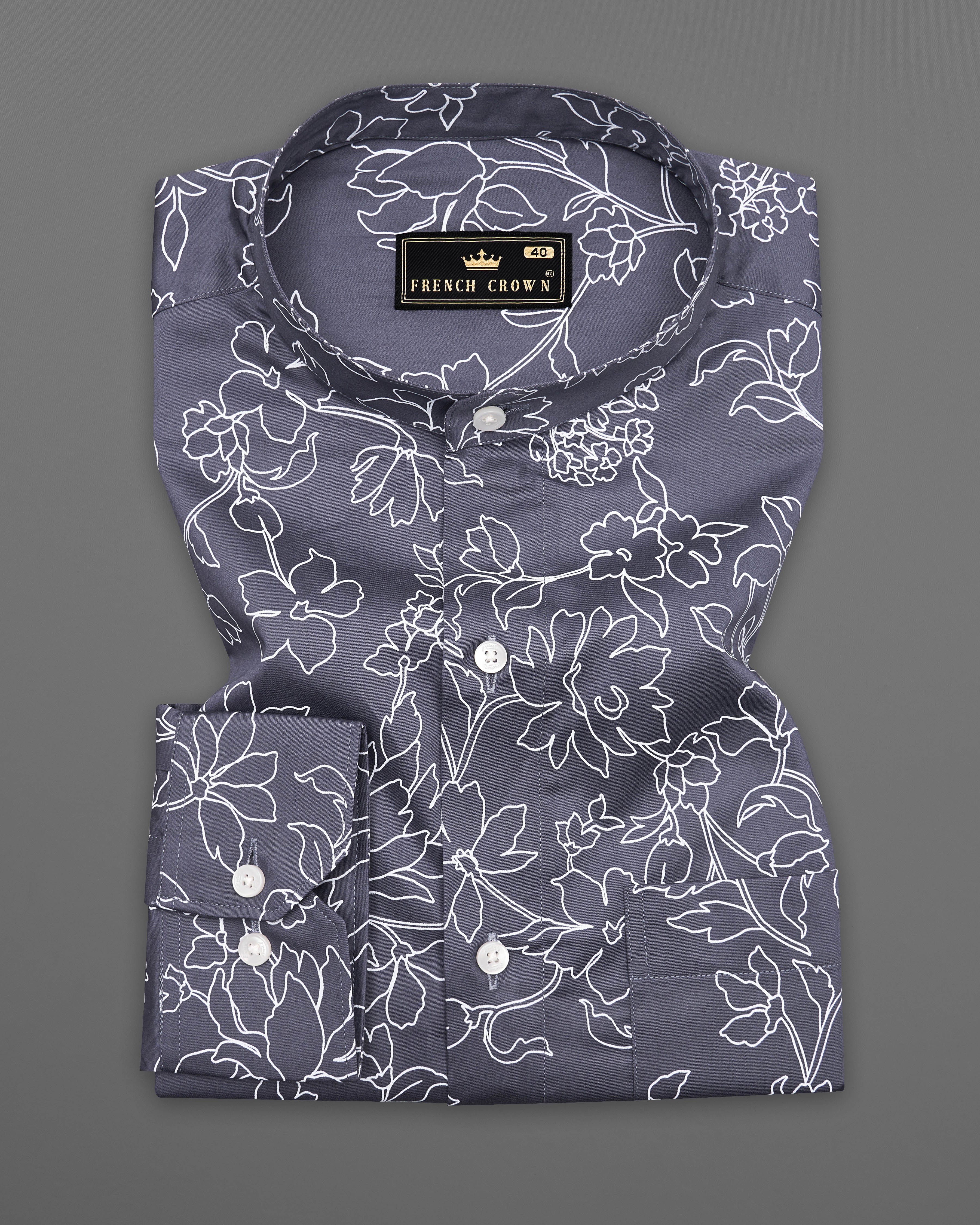 Shuttle Gray Floral Printed Super Soft Premium Cotton Shirt 9187-M-38, 9187-M-H-38, 9187-M-39, 9187-M-H-39, 9187-M-40, 9187-M-H-40, 9187-M-42, 9187-M-H-42, 9187-M-44, 9187-M-H-44, 9187-M-46, 9187-M-H-46, 9187-M-48, 9187-M-H-48, 9187-M-50, 9187-M-H-50, 9187-M-52, 9187-M-H-52