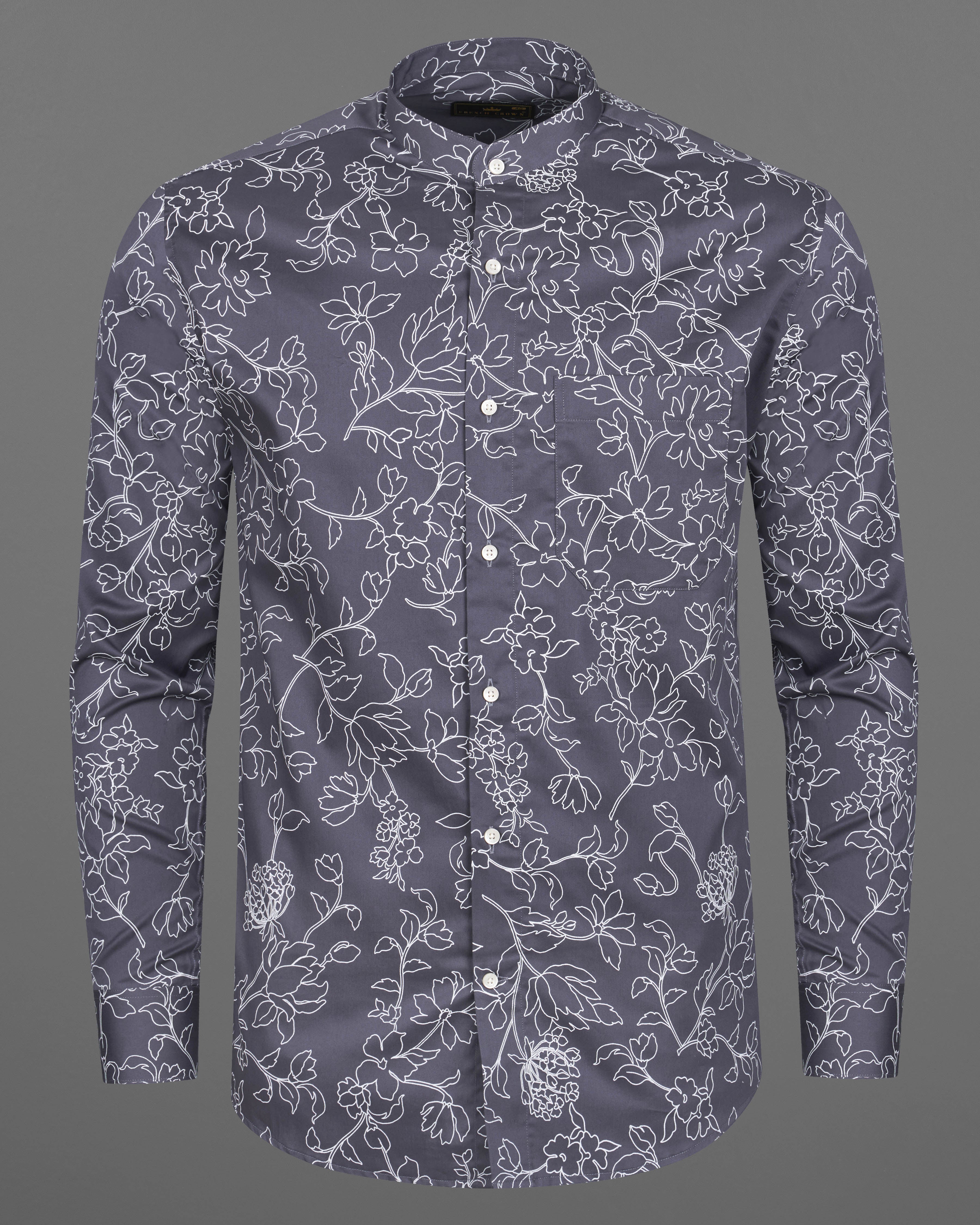 Shuttle Gray Floral Printed Super Soft Premium Cotton Shirt 9187-M-38, 9187-M-H-38, 9187-M-39, 9187-M-H-39, 9187-M-40, 9187-M-H-40, 9187-M-42, 9187-M-H-42, 9187-M-44, 9187-M-H-44, 9187-M-46, 9187-M-H-46, 9187-M-48, 9187-M-H-48, 9187-M-50, 9187-M-H-50, 9187-M-52, 9187-M-H-52
