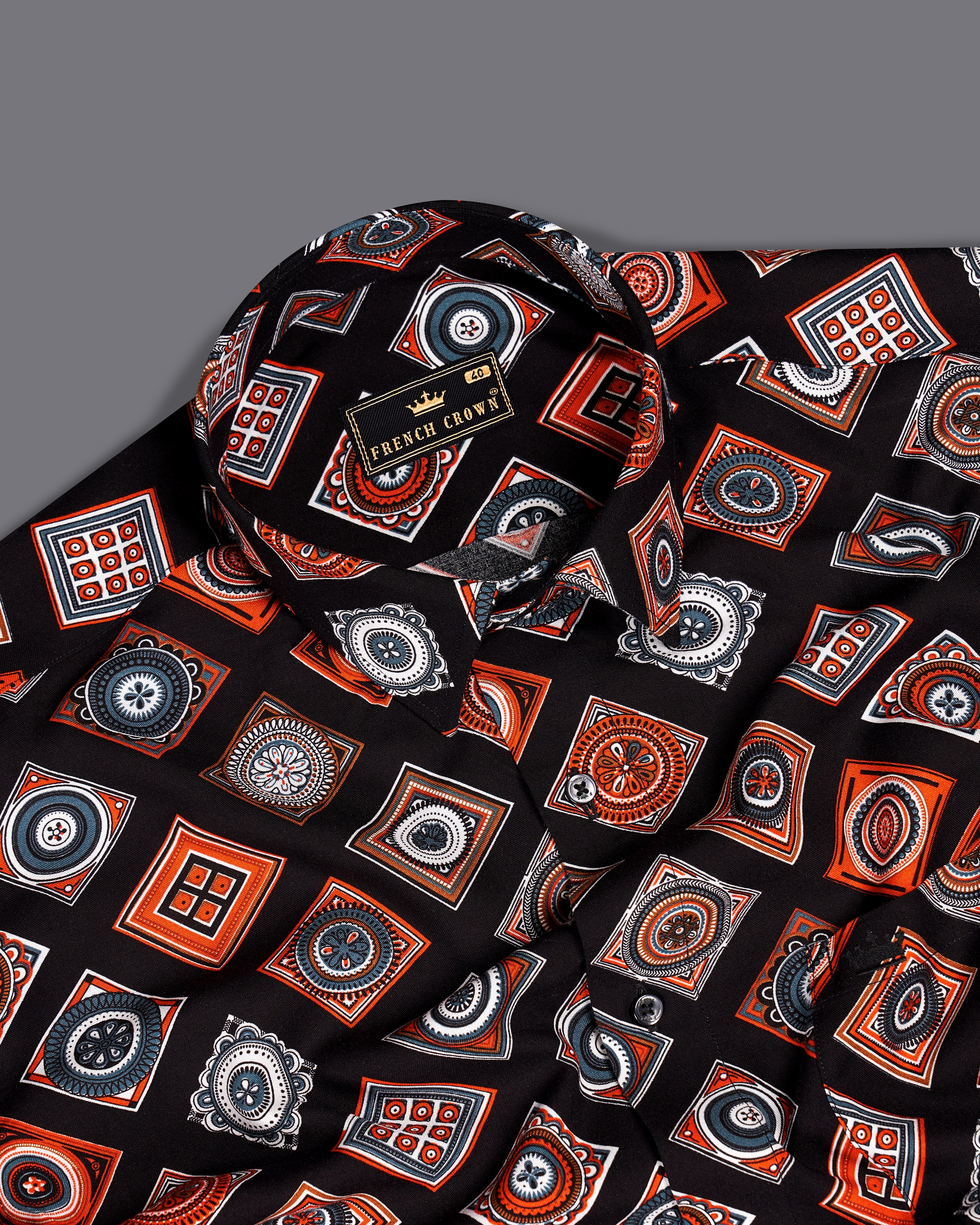 Jade Black with Multicolour Bohemian Printed Premium Tencel Shirt 9275-BLK-38,9275-BLK-H-38,9275-BLK-39,9275-BLK-H-39,9275-BLK-40,9275-BLK-H-40,9275-BLK-42,9275-BLK-H-42,9275-BLK-44,9275-BLK-H-44,9275-BLK-46,9275-BLK-H-46,9275-BLK-48,9275-BLK-H-48,9275-BLK-50,9275-BLK-H-50,9275-BLK-52,9275-BLK-H-52