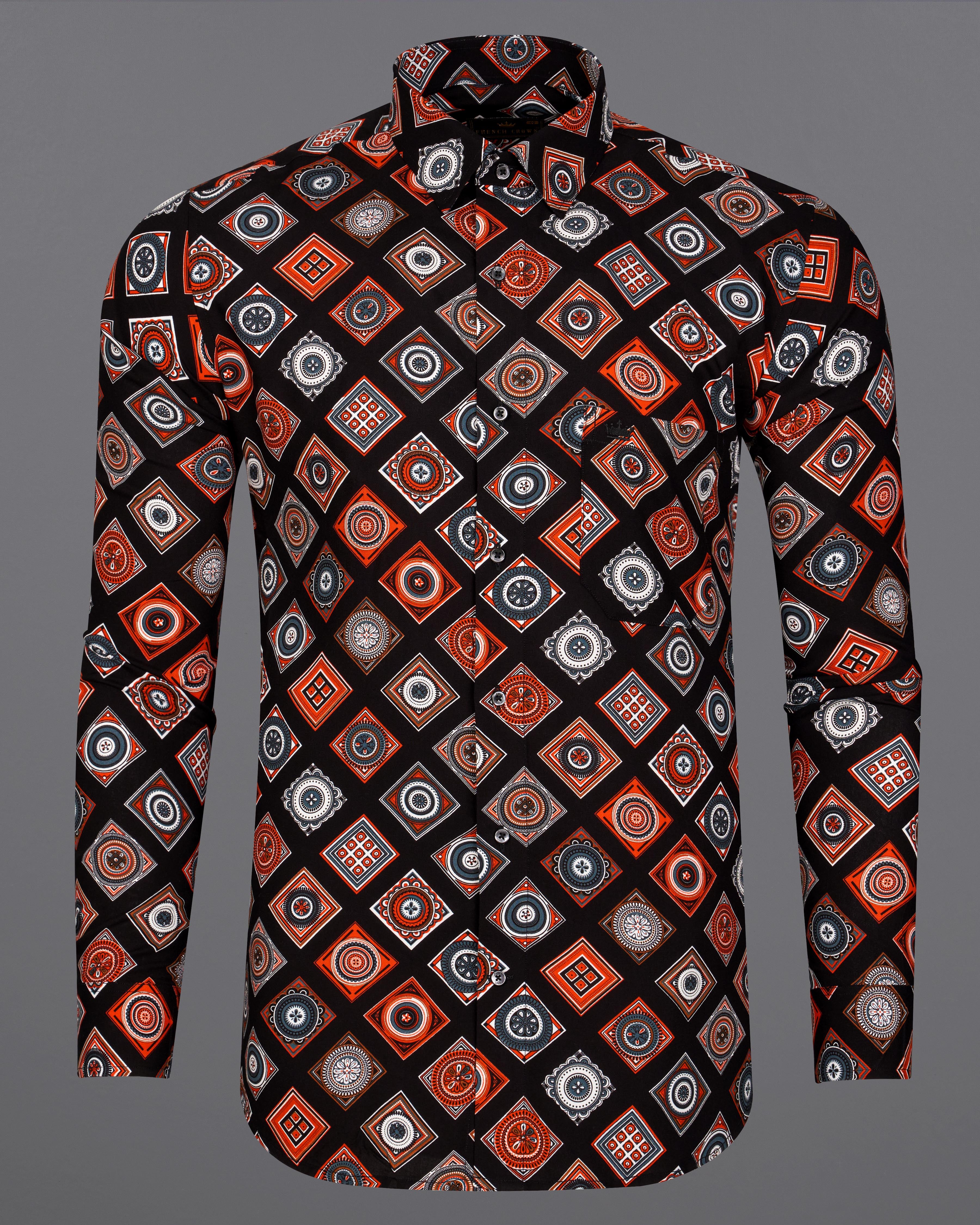 Jade Black with Multicolour Bohemian Printed Premium Tencel Shirt 9275-BLK-38,9275-BLK-H-38,9275-BLK-39,9275-BLK-H-39,9275-BLK-40,9275-BLK-H-40,9275-BLK-42,9275-BLK-H-42,9275-BLK-44,9275-BLK-H-44,9275-BLK-46,9275-BLK-H-46,9275-BLK-48,9275-BLK-H-48,9275-BLK-50,9275-BLK-H-50,9275-BLK-52,9275-BLK-H-52