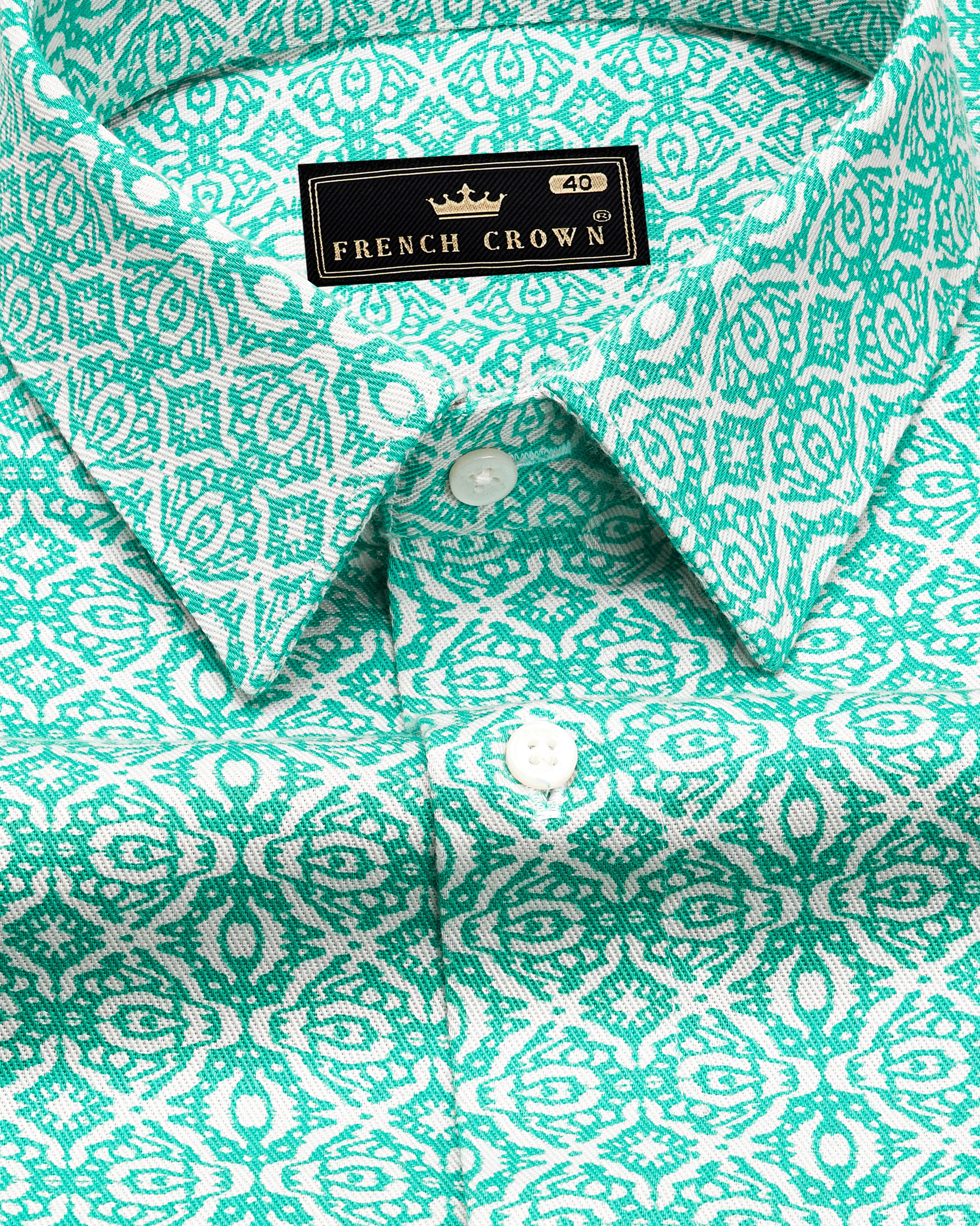 Persian Green Printed Royal Oxford Shirt 9303-38,9303-H-38,9303-39,9303-H-39,9303-40,9303-H-40,9303-42,9303-H-42,9303-44,9303-H-44,9303-46,9303-H-46,9303-48,9303-H-48,9303-50,9303-H-50,9303-52,9303-H-52