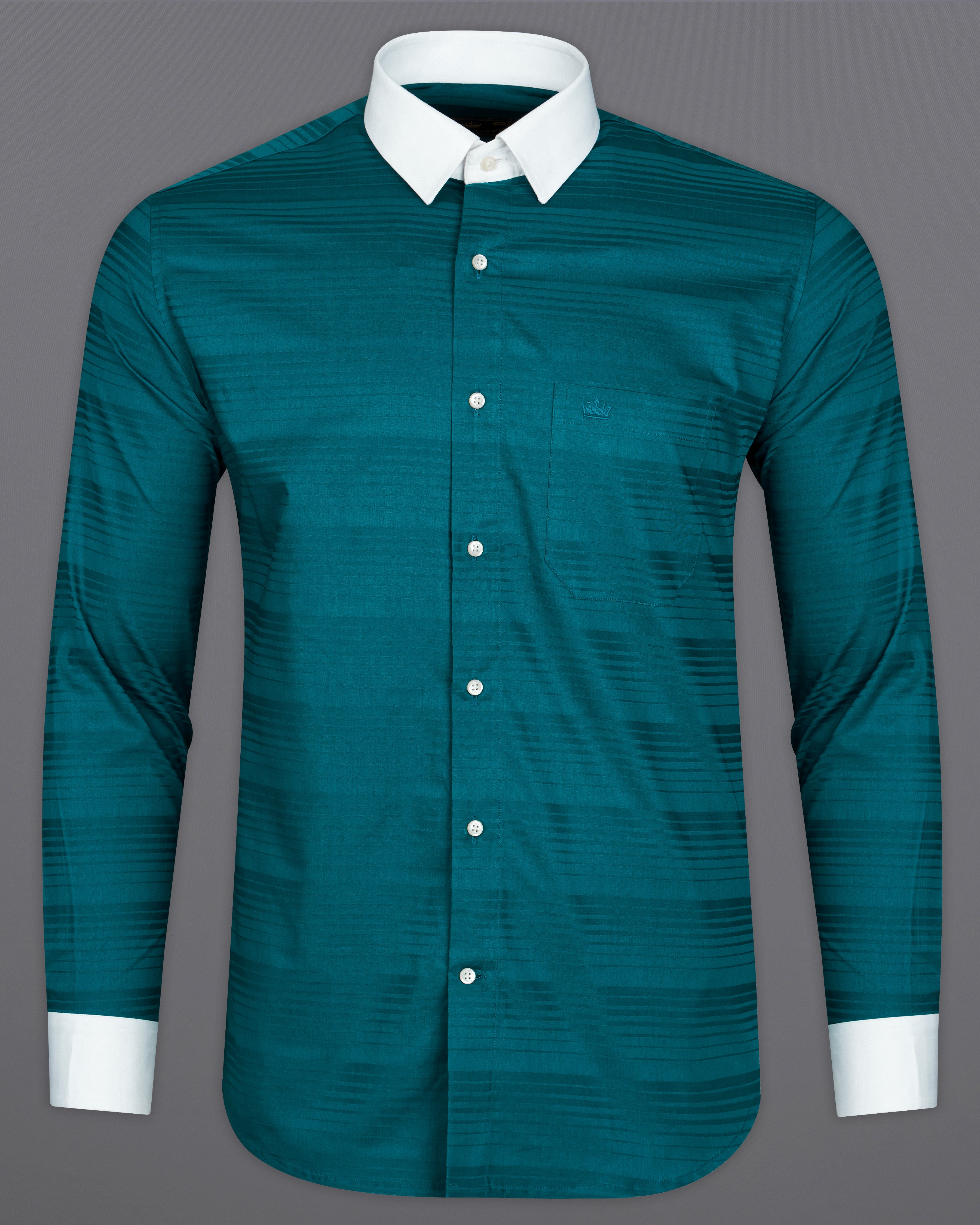 Deep Teal blue Striped with White Cuffs and Collar Dobby Textured Premium Giza Cotton Shirt 9325-WCC-38, 9325-WCC-H-38, 9325-WCC-39, 9325-WCC-H-39, 9325-WCC-40, 9325-WCC-H-40, 9325-WCC-42, 9325-WCC-H-42, 9325-WCC-44, 9325-WCC-H-44, 9325-WCC-46, 9325-WCC-H-46, 9325-WCC-48, 9325-WCC-H-48, 9325-WCC-50, 9325-WCC-H-50, 9325-WCC-52, 9325-WCC-H-52