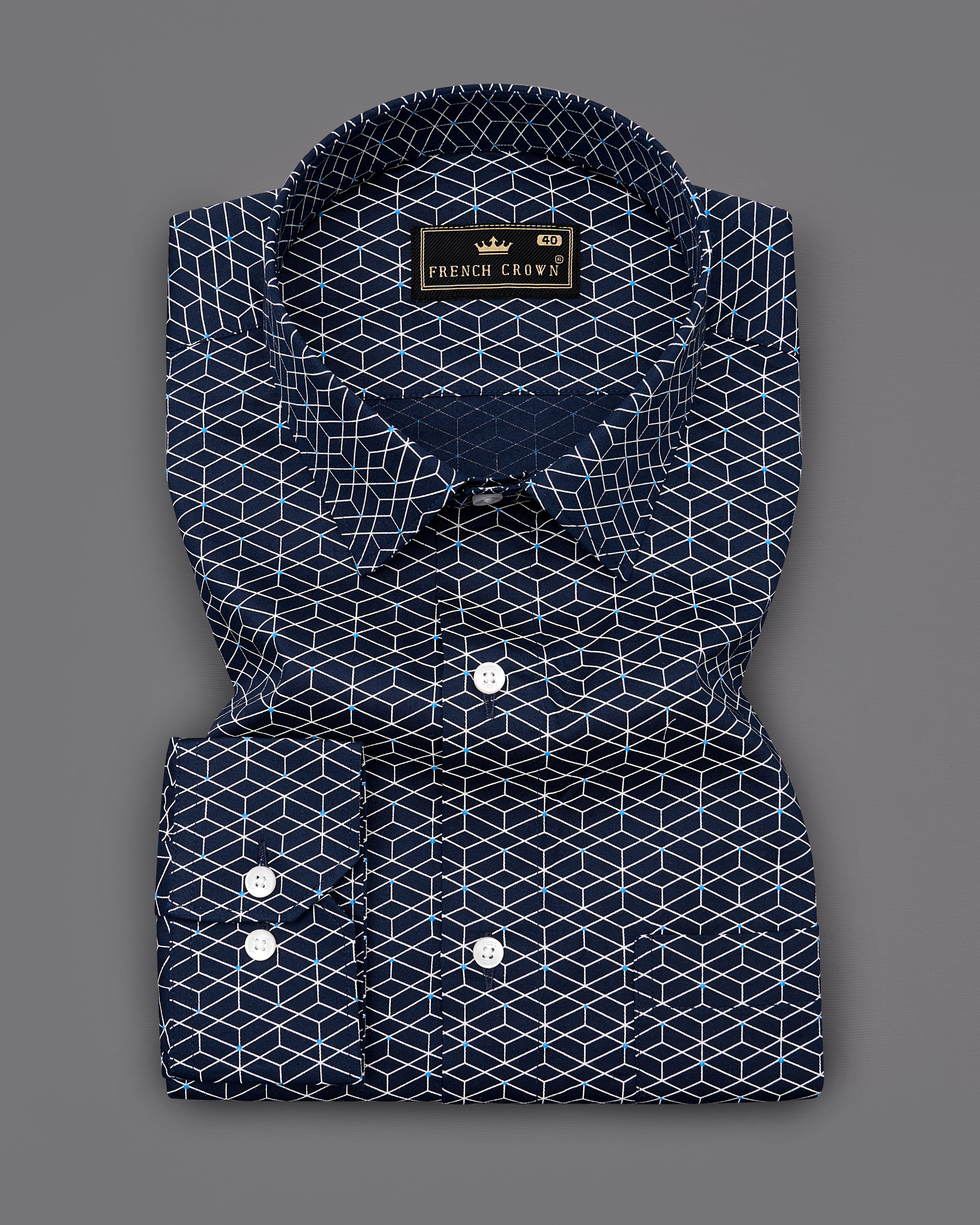 Mirage Navy Blue and White Geometric Textured Royal Oxford Shirt 9327-38, 9327-H-38, 9327-39, 9327-H-39, 9327-40, 9327-H-40, 9327-42, 9327-H-42, 9327-44, 9327-H-44, 9327-46, 9327-H-46, 9327-48, 9327-H-48, 9327-50, 9327-H-50, 9327-52, 9327-H-52ac