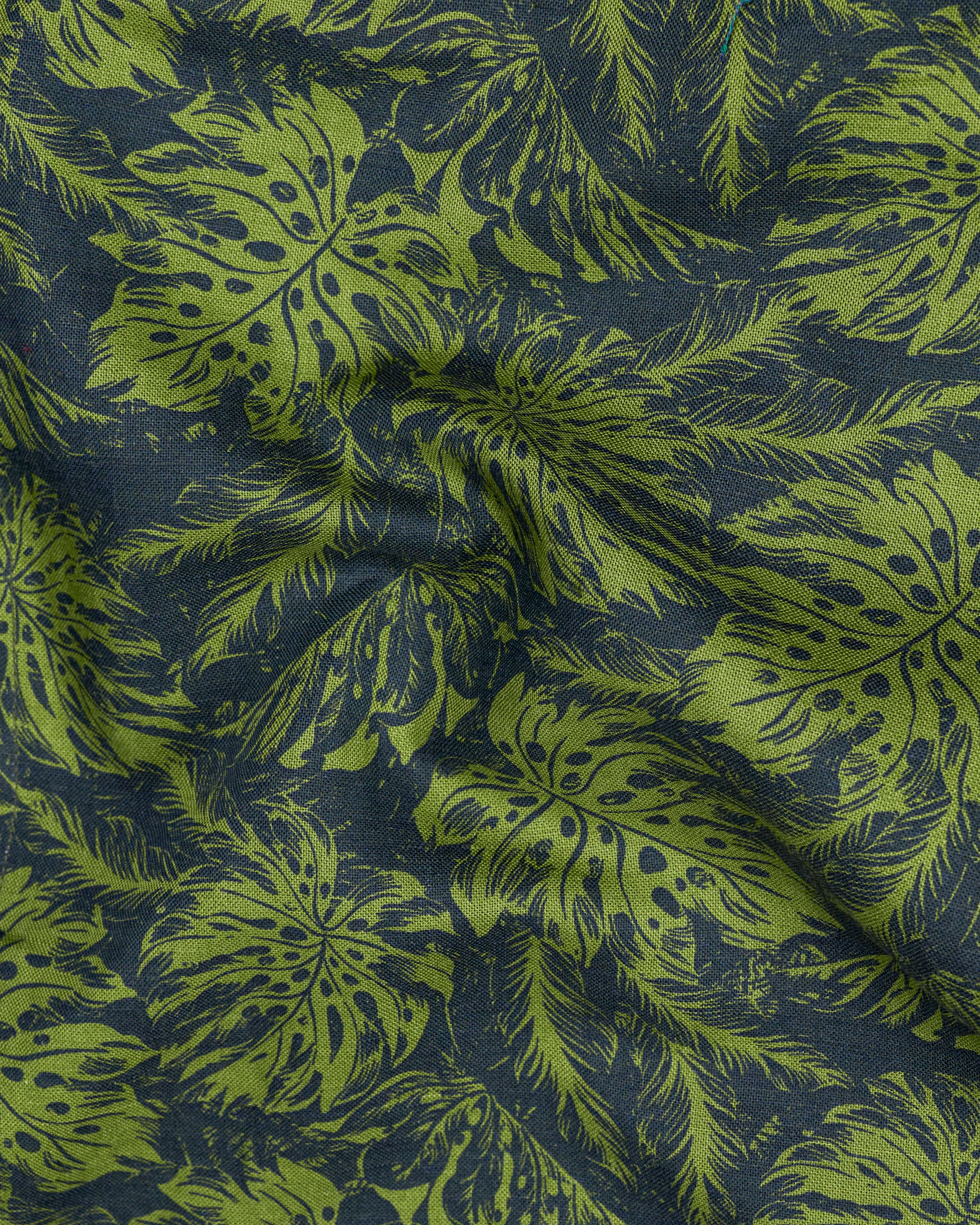Asparagus Green with Black Floral Textured Luxurious Linen Shirt 9439-38, 9439-H-38, 9439-39, 9439-H-39, 9439-40, 9439-H-40, 9439-42, 9439-H-42, 9439-44, 9439-H-44, 9439-46, 9439-H-46, 9439-48, 9439-H-48, 9439-50, 9439-H-50, 9439-52, 9439-H-52