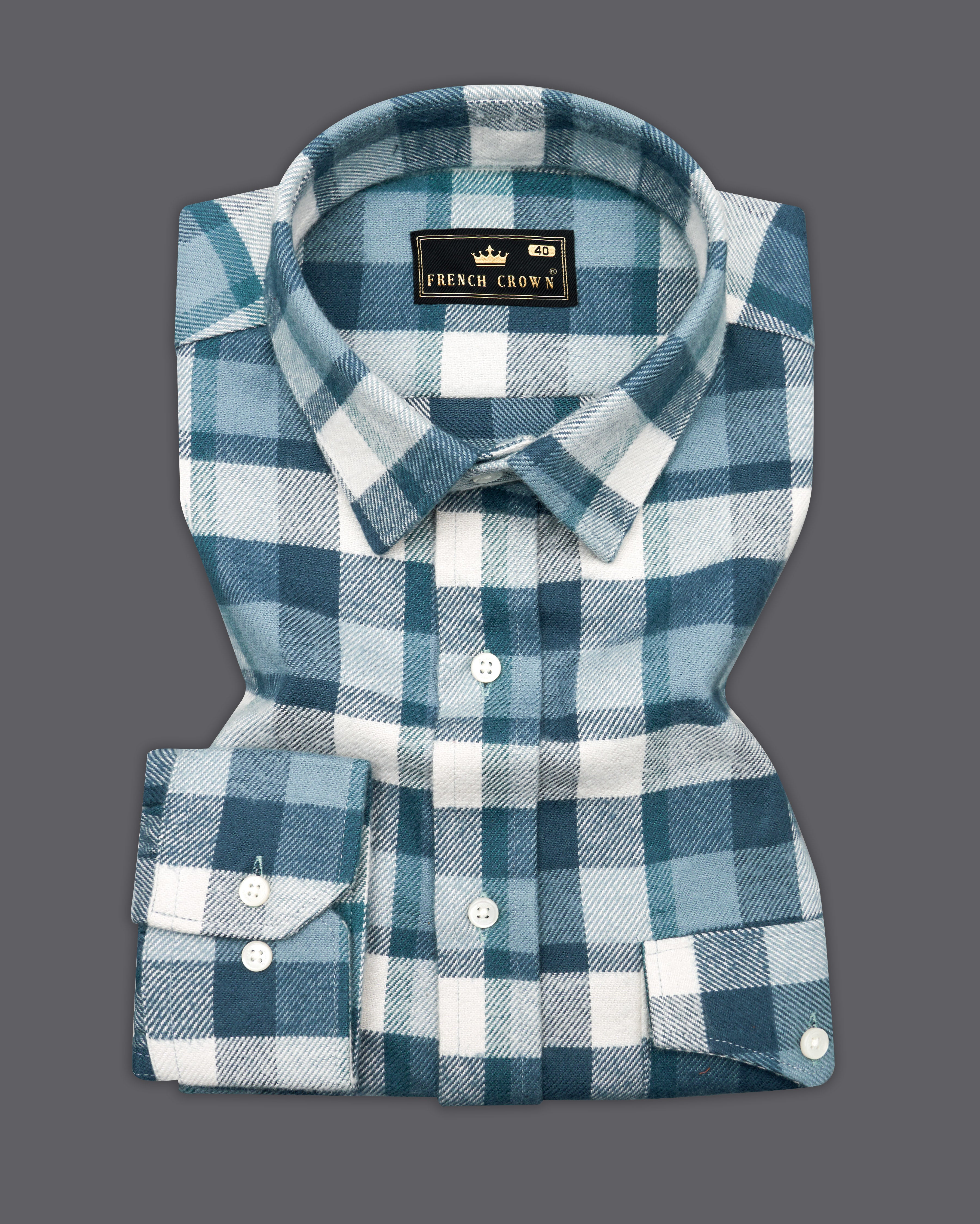 Glacier Blue with White Plaid Flannel Overshirt With Brown Elbow Patch Work 9459-OS-FP-P131-38, 9459-OS-FP-P131-H-38, 9459-OS-FP-P131-39, 9459-OS-FP-P131-H-39, 9459-OS-FP-P131-40, 9459-OS-FP-P131-H-40, 9459-OS-FP-P131-42, 9459-OS-FP-P131-H-42, 9459-OS-FP-P131-44, 9459-OS-FP-P131-H-44, 9459-OS-FP-P131-46, 9459-OS-FP-P131-H-46, 9459-OS-FP-P131-48, 9459-OS-FP-P131-H-48, 9459-OS-FP-P131-50, 9459-OS-FP-P131-H-50, 9459-OS-FP-P131-52, 9459-OS-FP-P131-H-52