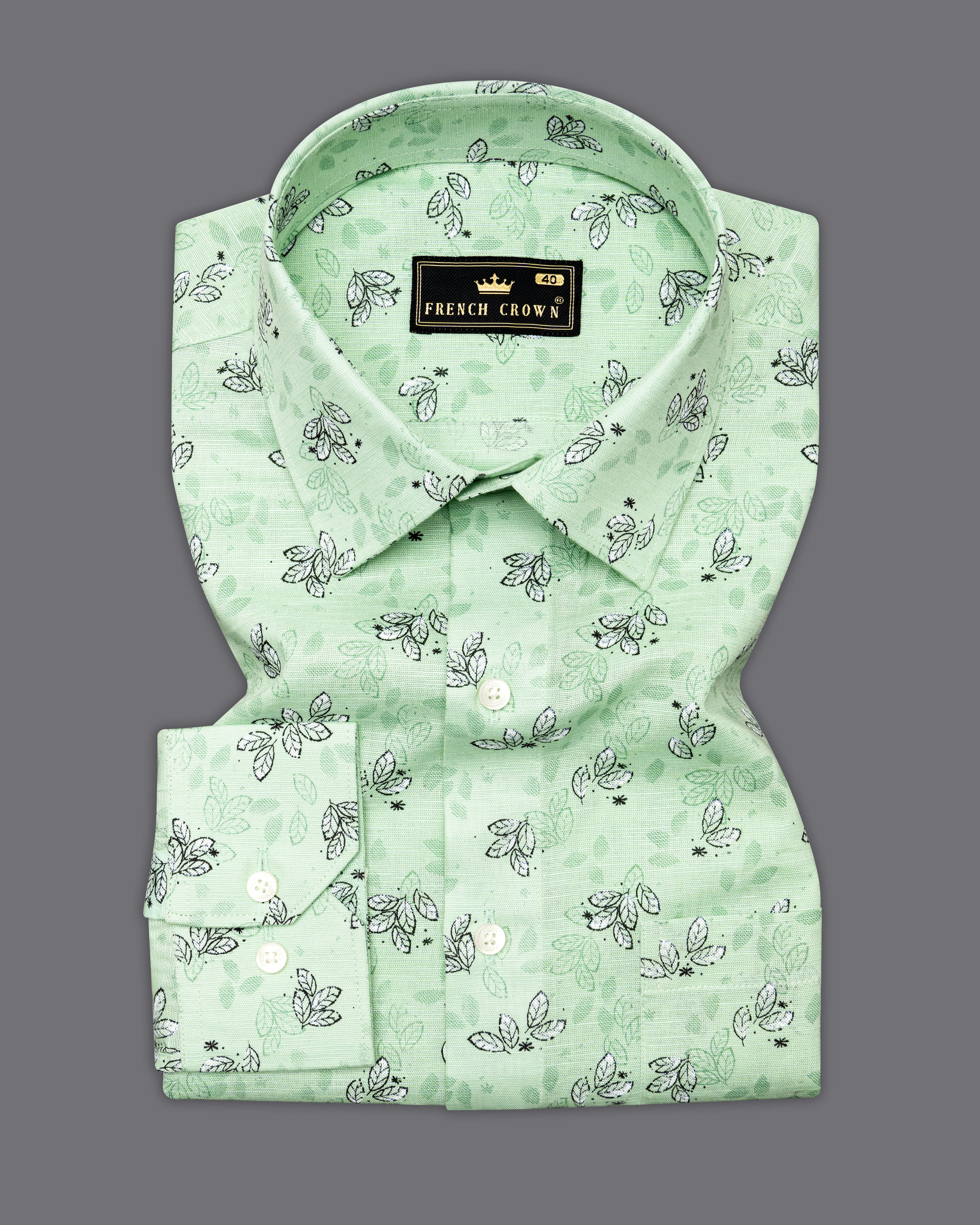 Beryl Green Ditsy Textured Luxurious Linen Shirt 9567-38, 9567-H-38, 9567-39, 9567-H-39, 9567-40, 9567-H-40, 9567-42, 9567-H-42, 9567-44, 9567-H-44, 9567-46, 9567-H-46, 9567-48, 9567-H-48, 9567-50, 9567-H-50, 9567-52, 9567-H-52