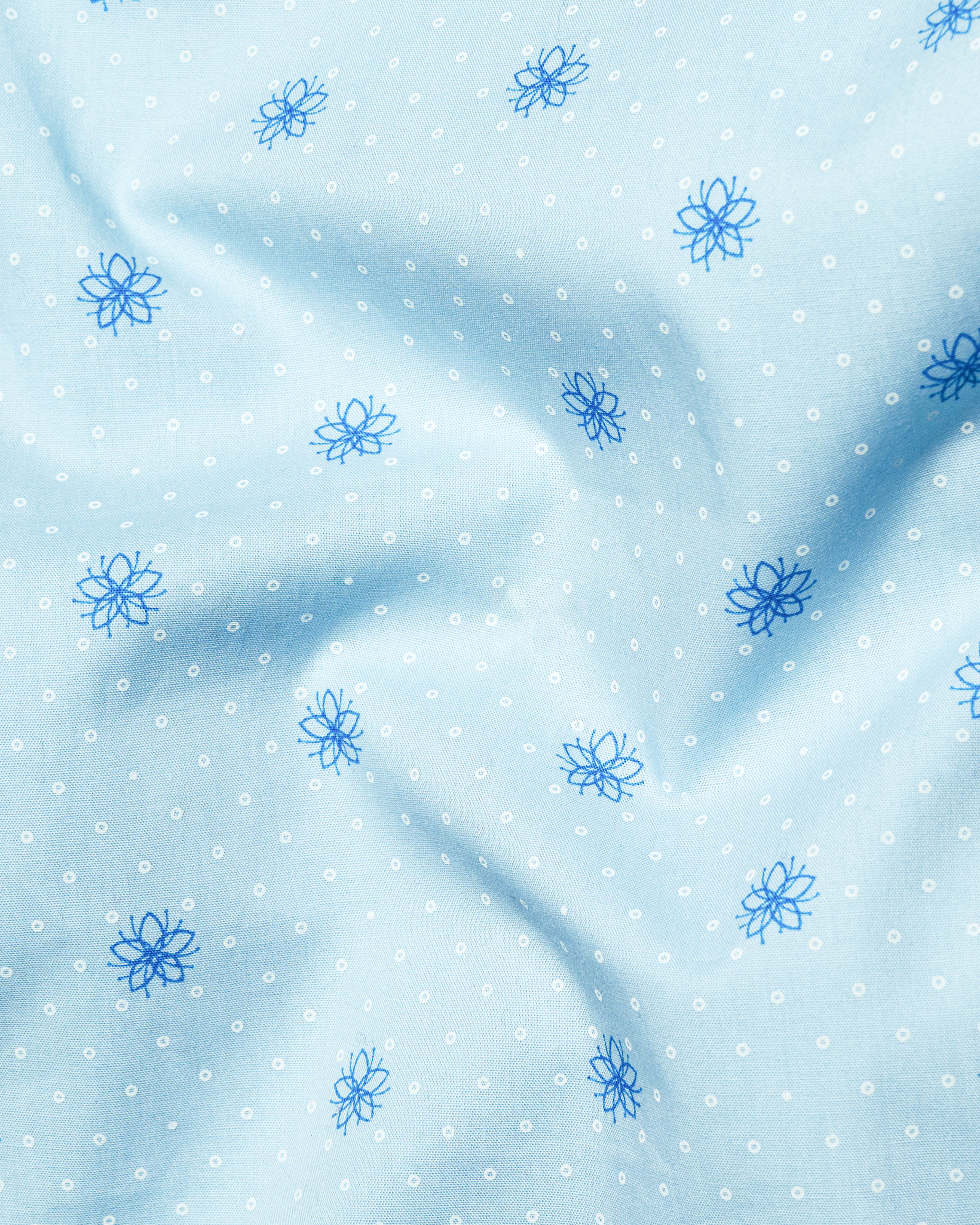Geyser Sky Blue Ditsy Printed Premium Cotton Shirt 9592-38,9592-H-38,9592-39,9592-H-39,9592-40,9592-H-40,9592-42,9592-H-42,9592-44,9592-H-44,9592-46,9592-H-46,9592-48,9592-H-48,9592-50,9592-H-50,9592-52,9592-H-52