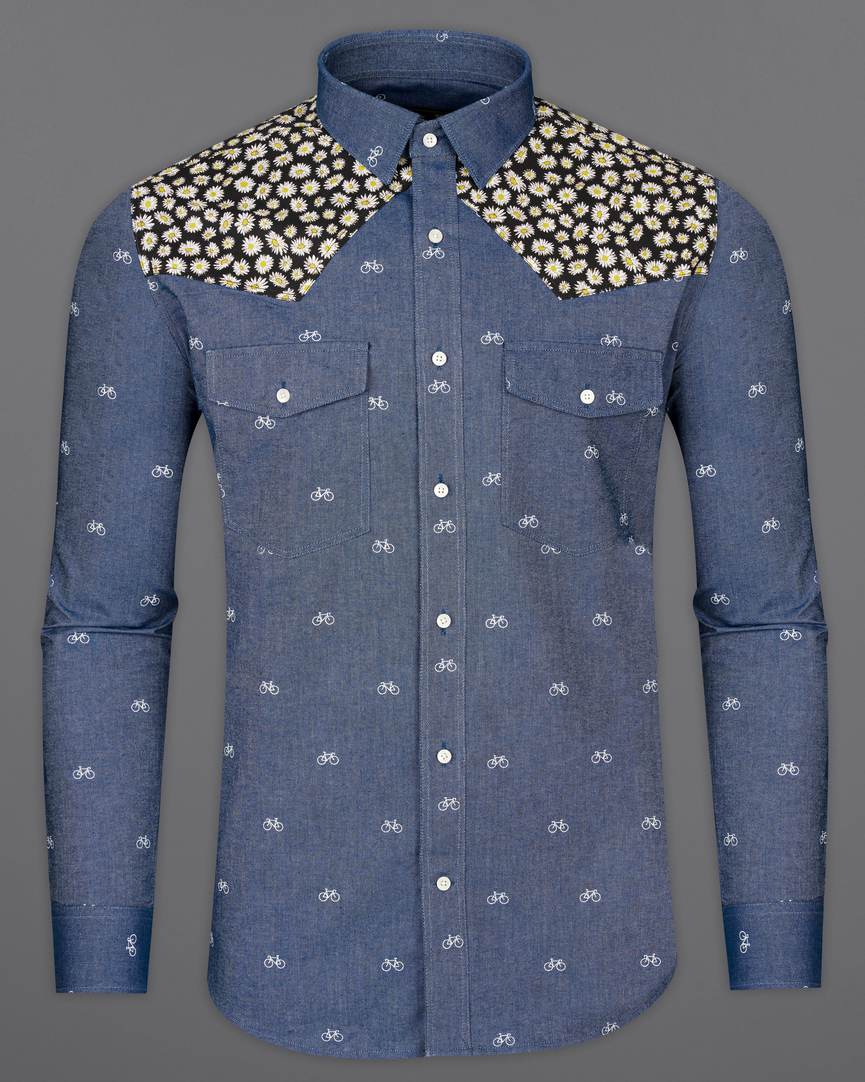 Twilight Blue with Bicycle and Ditsy Textured Royal Oxford Designer Shirt 9706-FP-P366-38, 9706-FP-P366-H-38, 9706-FP-P366-39, 9706-FP-P366-H-39, 9706-FP-P366-40, 9706-FP-P366-H-40, 9706-FP-P366-42, 9706-FP-P366-H-42, 9706-FP-P366-44, 9706-FP-P366-H-44, 9706-FP-P366-46, 9706-FP-P366-H-46, 9706-FP-P366-48, 9706-FP-P366-H-48, 9706-FP-P366-50, 9706-FP-P366-H-50, 9706-FP-P366-52, 9706-FP-P366-H-52