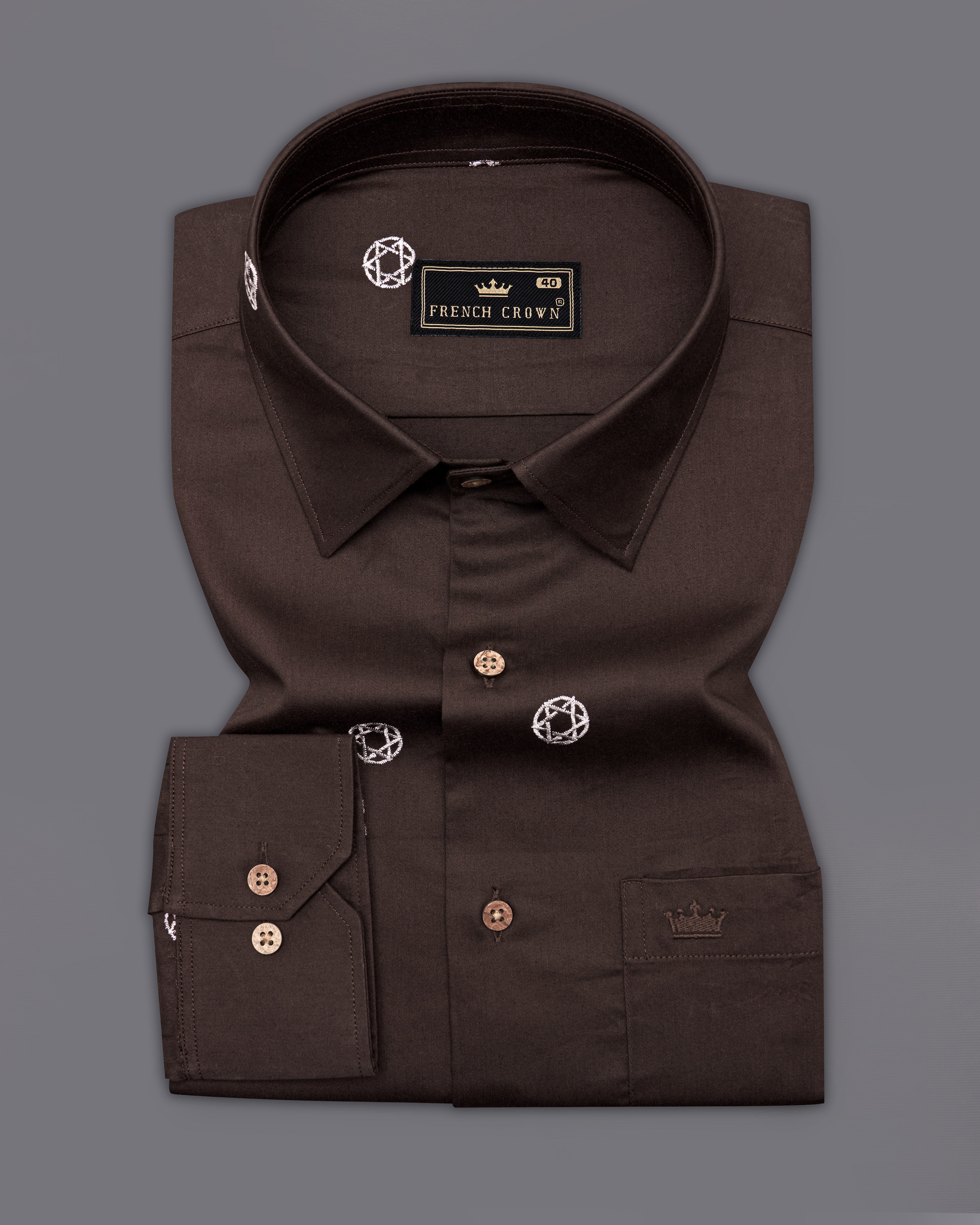 Woody Brown Embroidered Super Soft Premium Cotton Shirt 9711-CB-38, 9711-CB-H-38, 9711-CB-39, 9711-CB-H-39, 9711-CB-40, 9711-CB-H-40, 9711-CB-42, 9711-CB-H-42, 9711-CB-44, 9711-CB-H-44, 9711-CB-46, 9711-CB-H-46, 9711-CB-48, 9711-CB-H-48, 9711-CB-50, 9711-CB-H-50, 9711-CB-52, 9711-CB-H-52