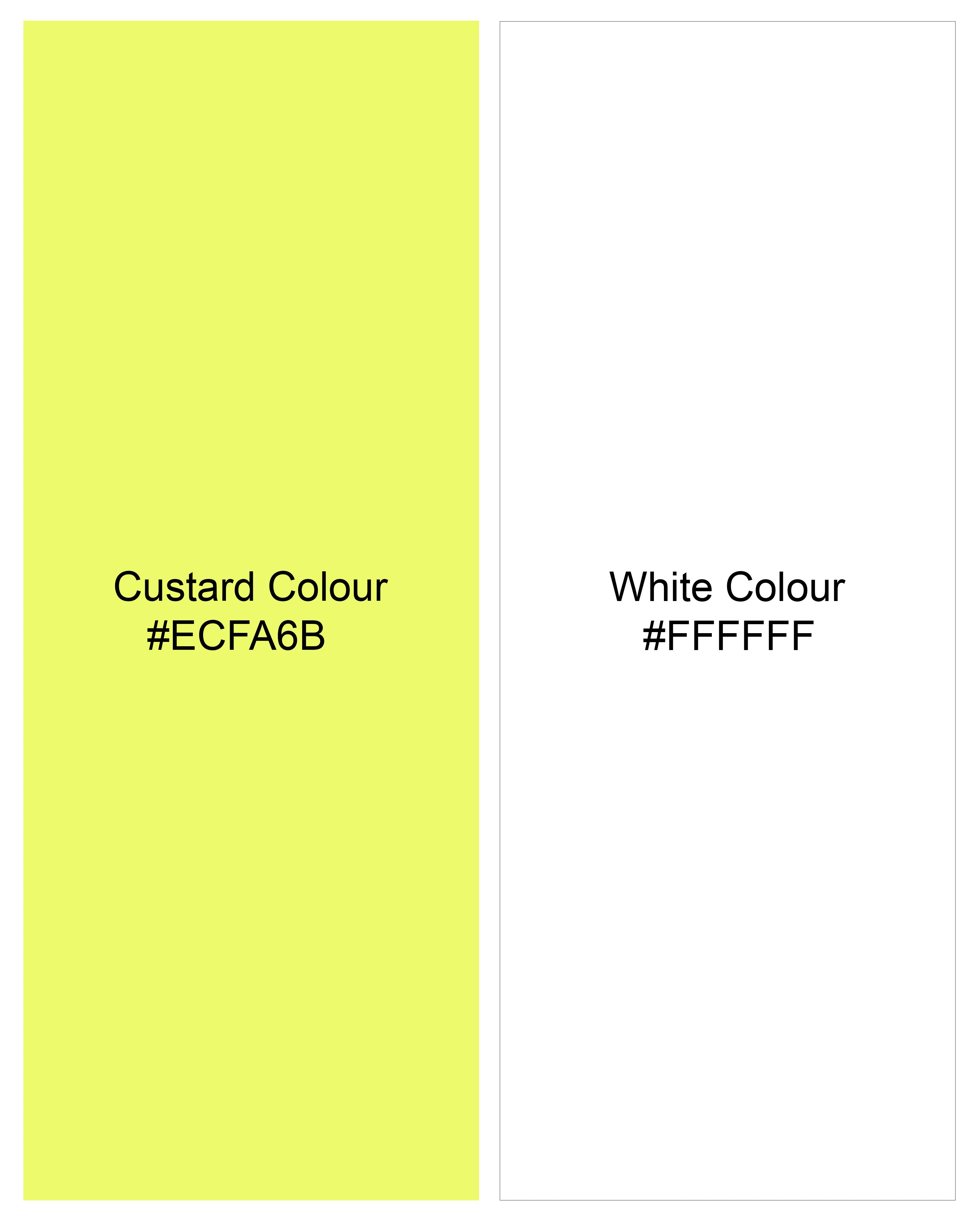 Custard Neon Yellow with White Striped Half-Sleeved Premium Cotton Shirt 9717-CC-SS-38, 9717-CC-SS-39, 9717-CC-SS-40, 9717-CC-SS-42, 9717-CC-SS-44, 9717-CC-SS-46, 9717-CC-SS-48, 9717-CC-SS-50, 9717-CC-SS-52