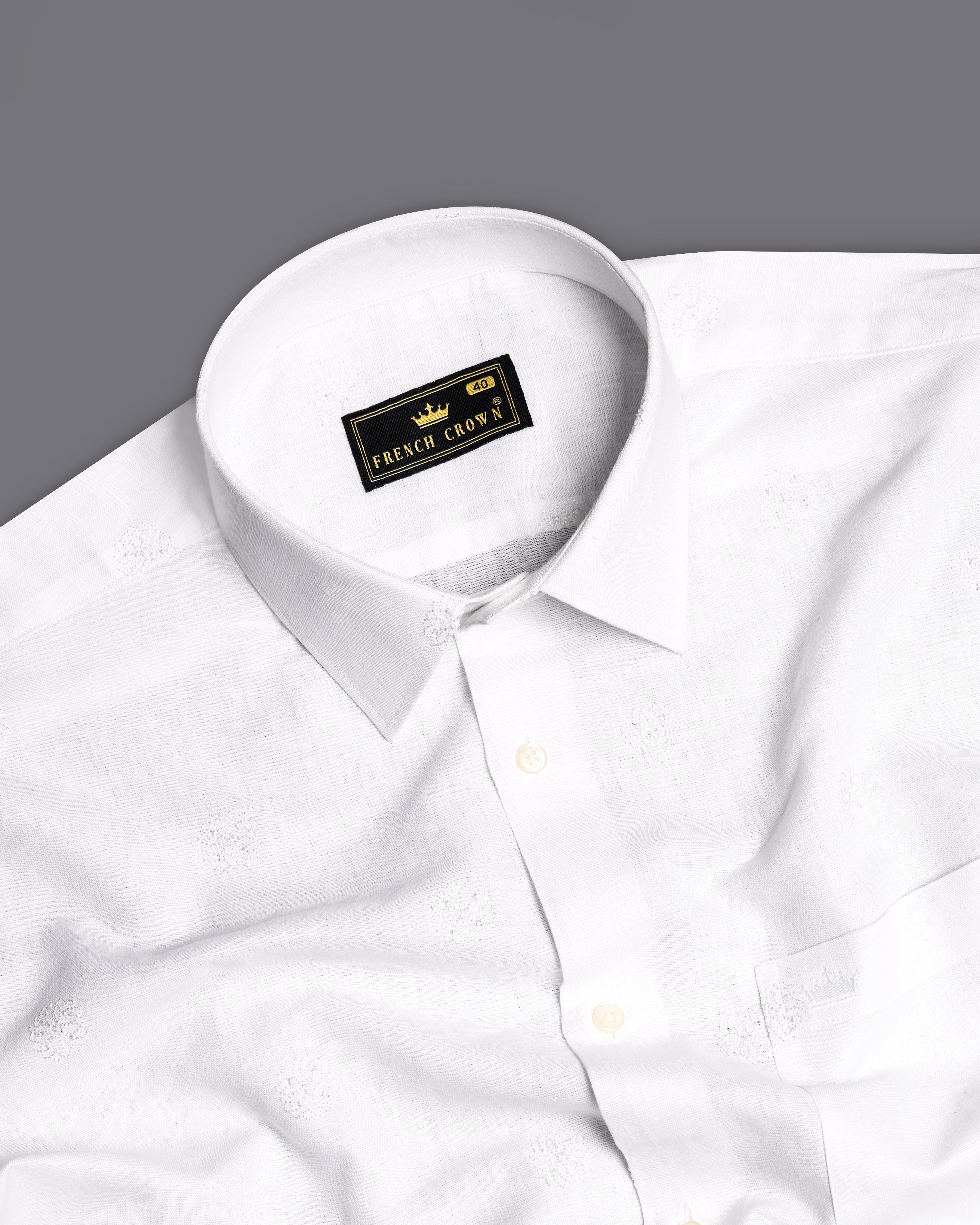 Bright White Embroidered Luxurious Linen Shirt 9726-38, 9726-H-38, 9726-39, 9726-H-39, 9726-40, 9726-H-40, 9726-42, 9726-H-42, 9726-44, 9726-H-44, 9726-46, 9726-H-46, 9726-48, 9726-H-48, 9726-50, 9726-H-50, 9726-52, 9726-H-52
