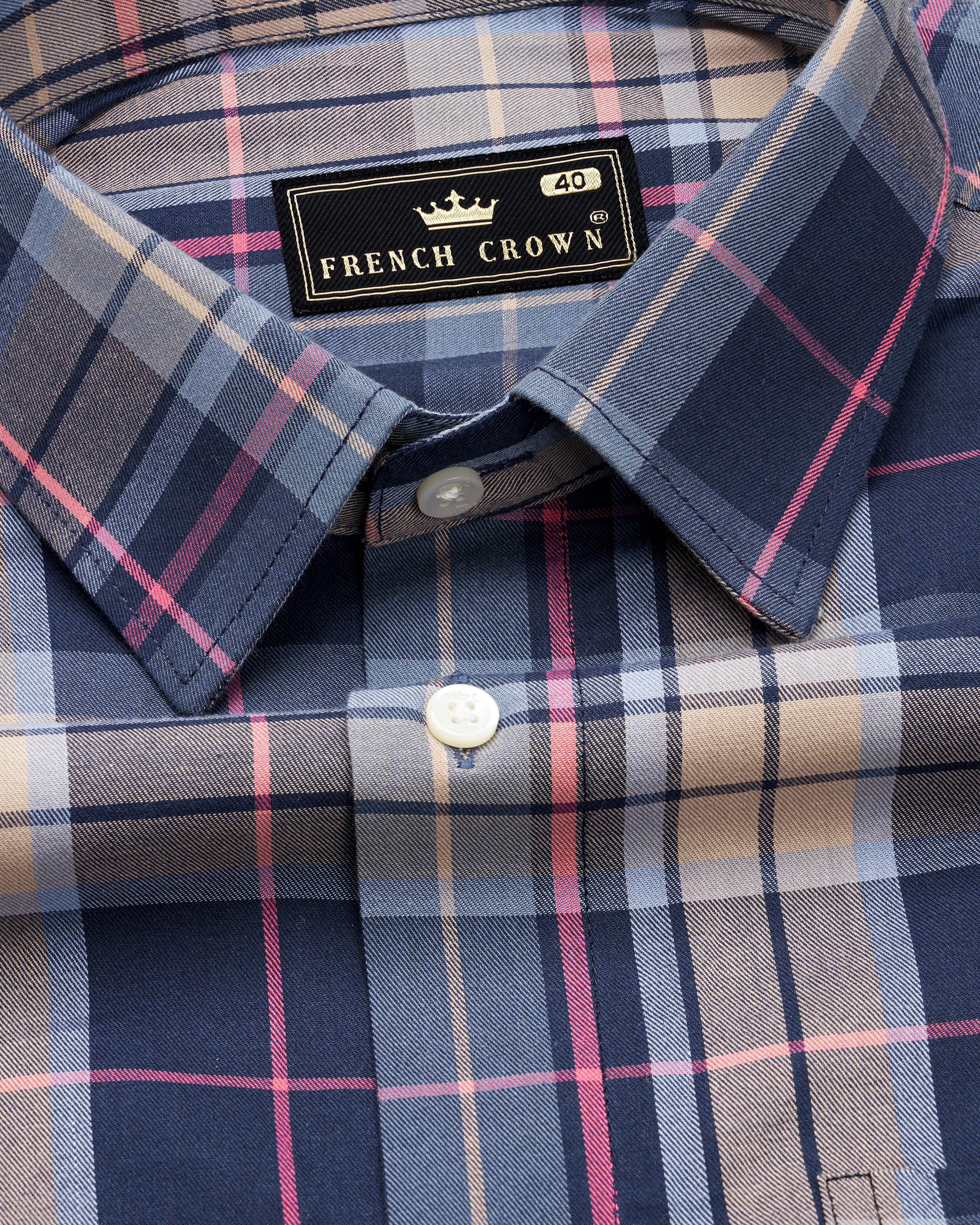 Zodiac Blue with Thatch Brown Twill Checkered Premium Cotton Shirt 9756-P222-38, 9756-P222-H-38, 9756-P222-39, 9756-P222-H-39, 9756-P222-40, 9756-P222-H-40, 9756-P222-42, 9756-P222-H-42, 9756-P222-44, 9756-P222-H-44, 9756-P222-46, 9756-P222-H-46, 9756-P222-48, 9756-P222-H-48, 9756-P222-50, 9756-P222-H-50, 9756-P222-52, 9756-P222-H-52