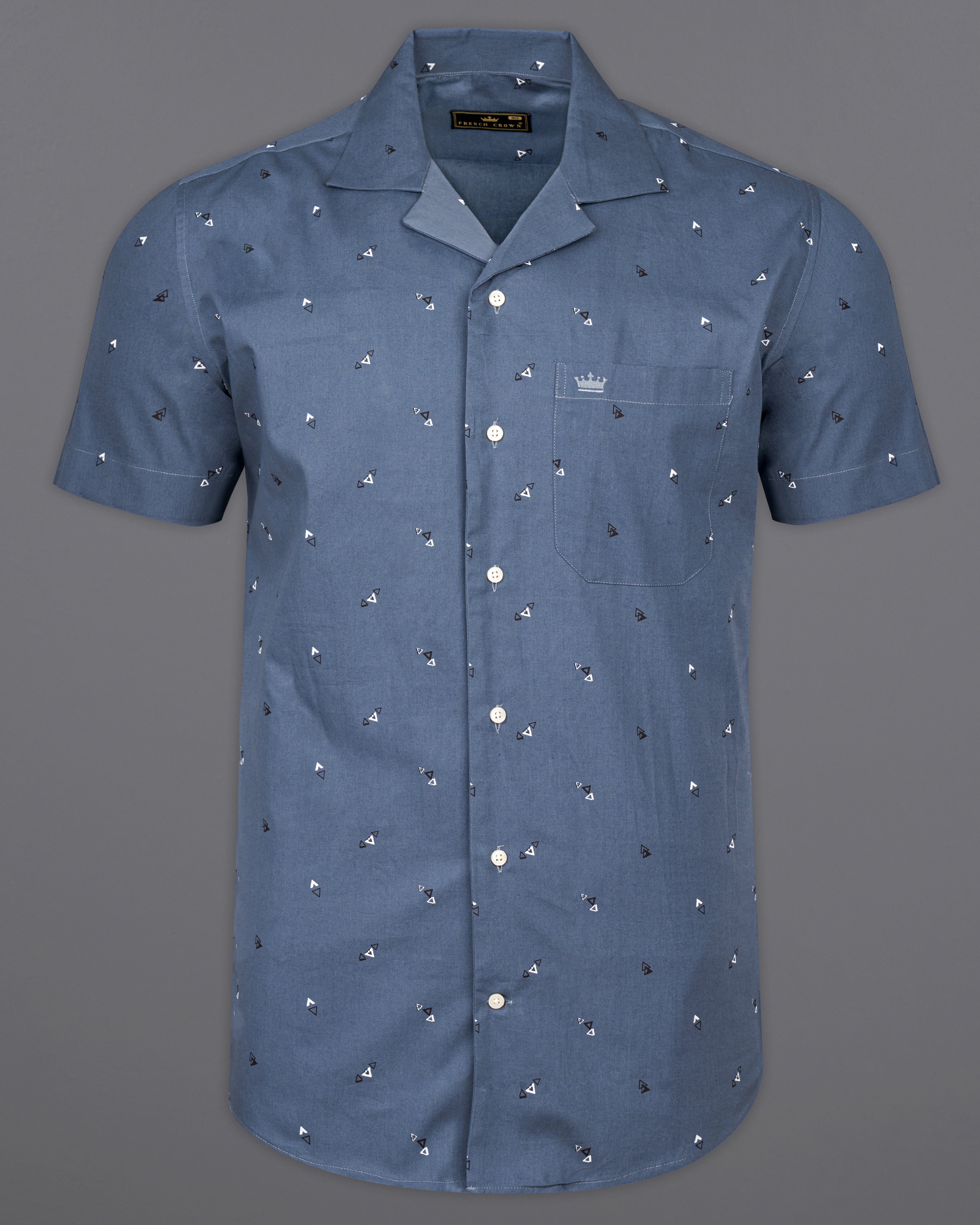 Waikawa Blue Printed Premium Cotton Half Sleeves Shirt 9784-CC-SS-38, 9784-CC-SS-H-38, 9784-CC-SS-39, 9784-CC-SS-H-39, 9784-CC-SS-40, 9784-CC-SS-H-40, 9784-CC-SS-42, 9784-CC-SS-H-42, 9784-CC-SS-44, 9784-CC-SS-H-44, 9784-CC-SS-46, 9784-CC-SS-H-46, 9784-CC-SS-48, 9784-CC-SS-H-48, 9784-CC-SS-50, 9784-CC-SS-H-50, 9784-CC-SS-52, 9784-CC-SS-H-52