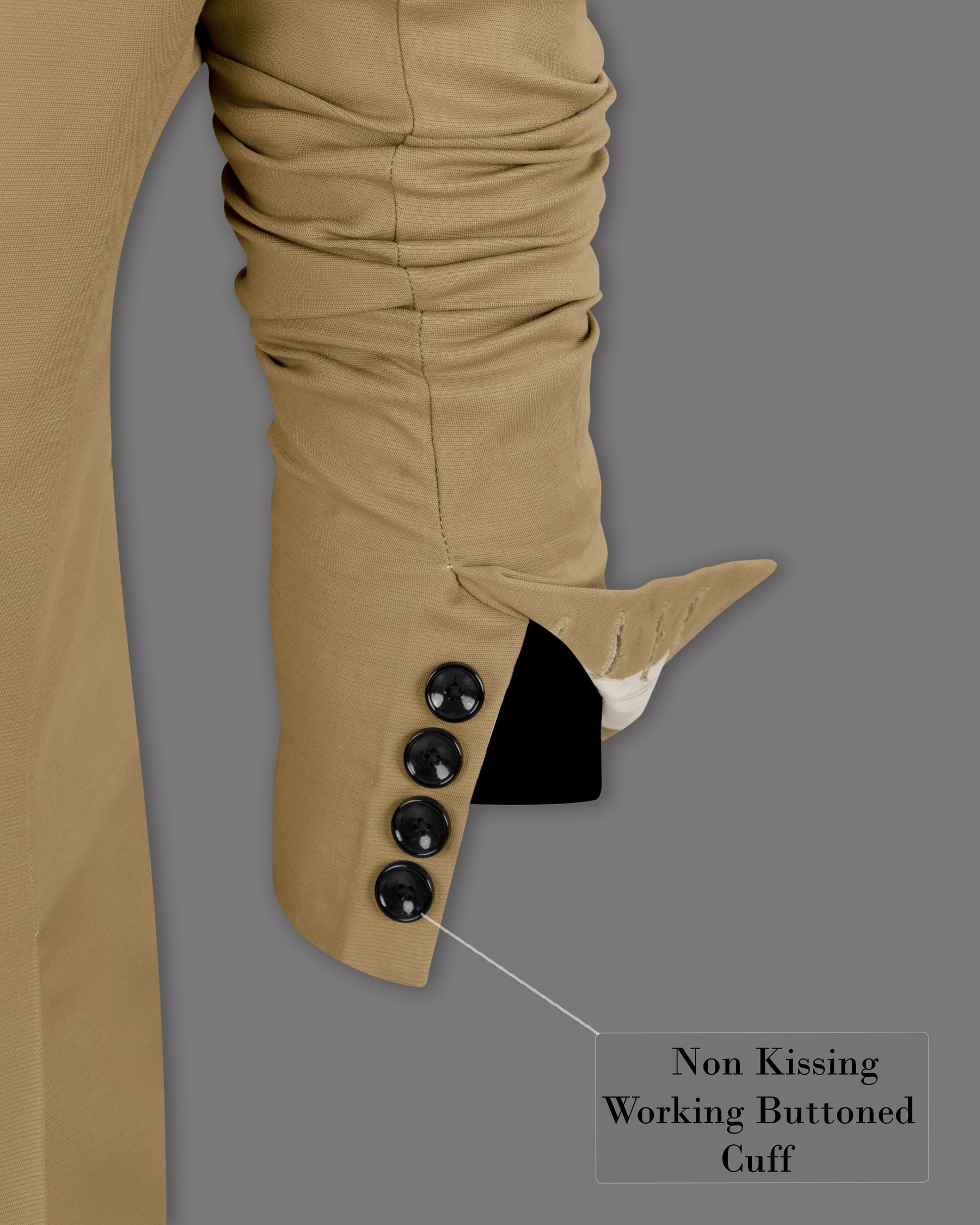 Mongoose Cream Stretchable Double Breasted Premium Cotton traveler Blazer