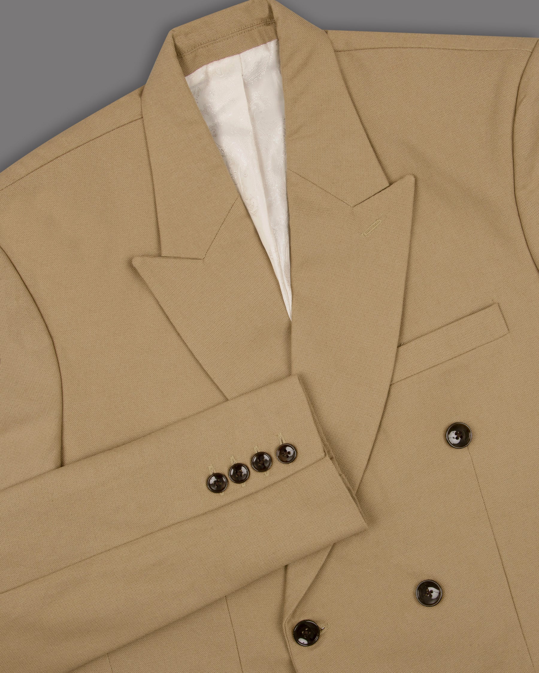 Mongoose Cream Stretchable Double Breasted Premium Cotton Blazer BL1266-DB-44, BL1266-DB-48, BL1266-DB-52, BL1266-DB-54, BL1266-DB-56, BL1266-DB-58, BL1266-DB-60, BL1266-DB-36, BL1266-DB-38, BL1266-DB-40, BL1266-DB-42, BL1266-DB-46, BL1266-DB-50