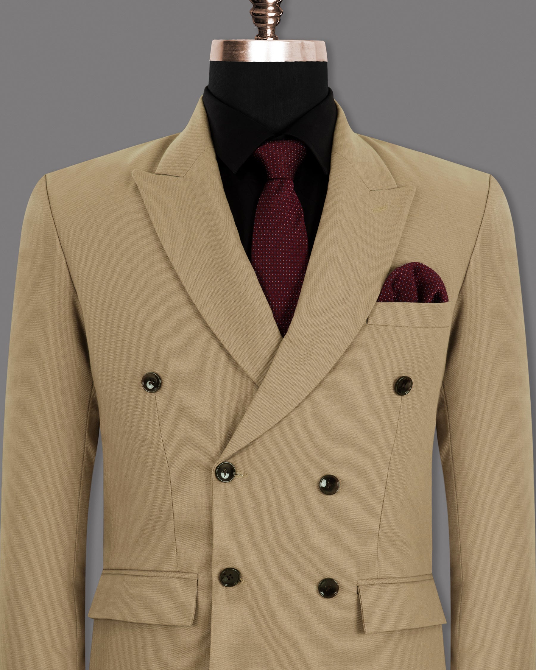 Peanut Brown Premium Cotton Double-breasted Blazer BL1270-DB-36, BL1270-DB-38, BL1270-DB-40, BL1270-DB-42, BL1270-DB-44, BL1270-DB-46, BL1270-DB-48, BL1270-DB-50, BL1270-DB-52, BL1270-DB-54, BL1270-DB-56, BL1270-DB-58, BL1270-DB-60