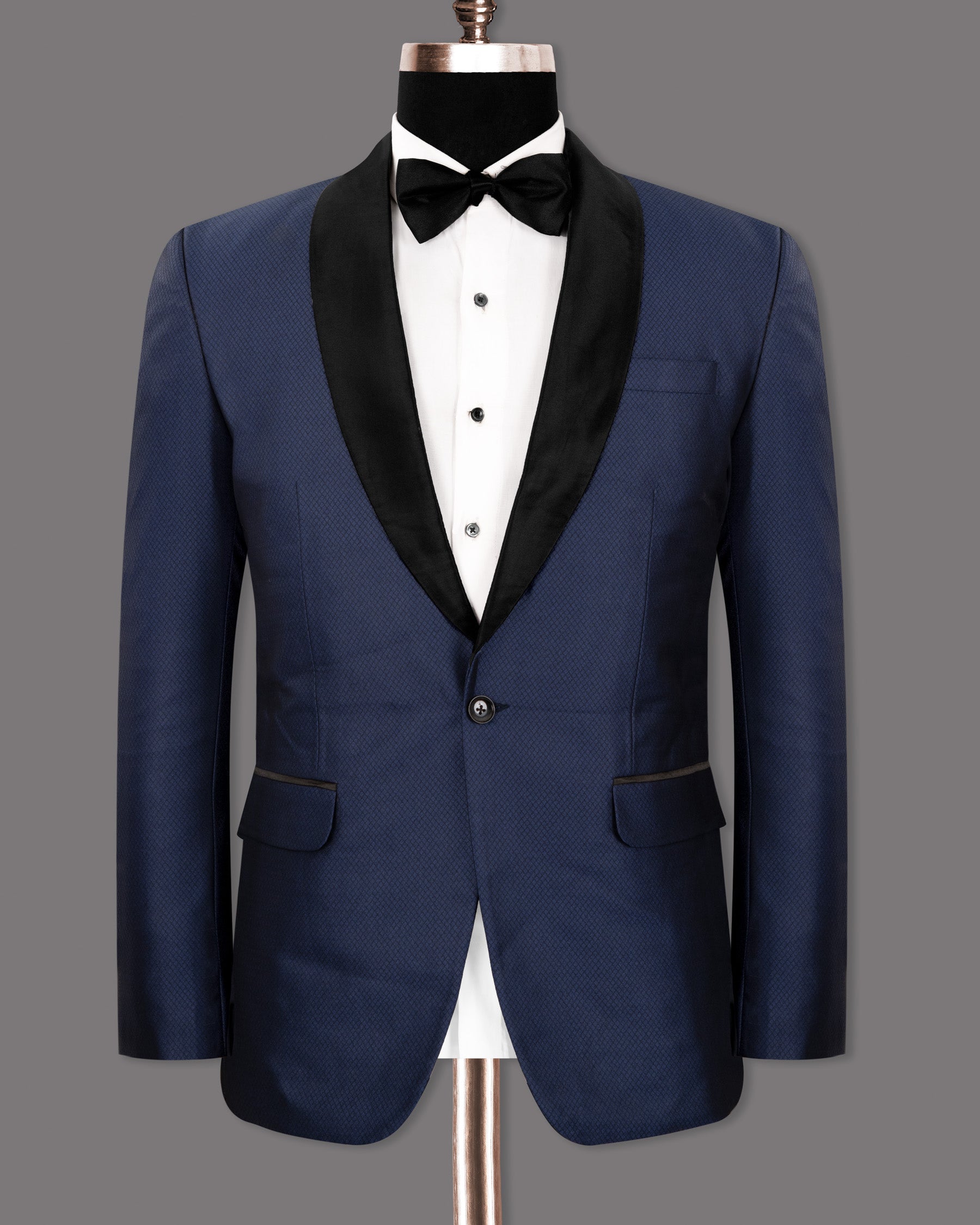 Port Gore Blue Subtle Textured Woolrich Tuxedo Blazer