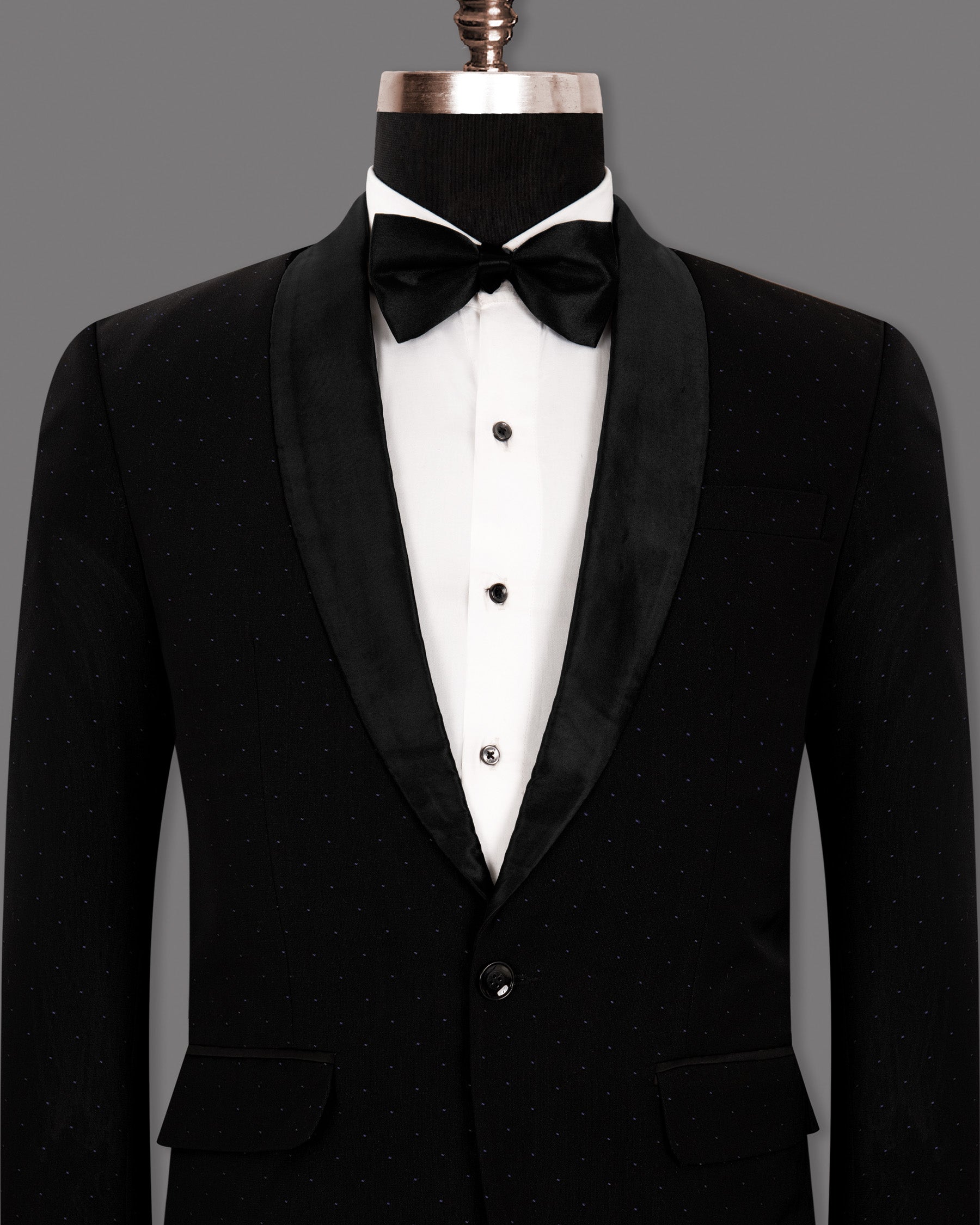 Jade Black Dotted Woolrich Tuxedo Blazer BL1275-BKL-36, BL1275-BKL-38, BL1275-BKL-40, BL1275-BKL-42, BL1275-BKL-44, BL1275-BKL-46, BL1275-BKL-48, BL1275-BKL-50, BL1275-BKL-52, BL1275-BKL-54, BL1275-BKL-58, BL1275-BKL-60, BL1275-BKL-56