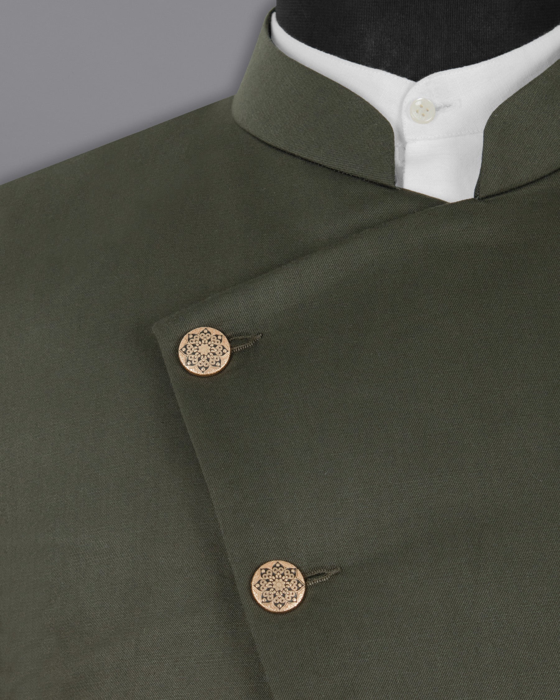 Millbrook Green Cross Buttoned Bandhgala/Mandarin Premium Cotton Blazer BL1297-CBG-36, BL1297-CBG-38, BL1297-CBG-40, BL1297-CBG-42, BL1297-CBG-44, BL1297-CBG-46, BL1297-CBG-48, BL1297-CBG-50, BL1297-CBG-52, BL1297-CBG-54, BL1297-CBG-56, BL1297-CBG-58, BL1297-CBG-60