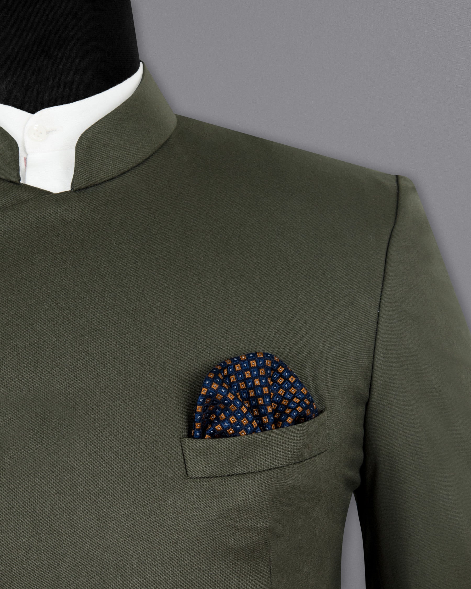 Millbrook Green Cross Buttoned Bandhgala/Mandarin Premium Cotton Blazer BL1297-CBG-36, BL1297-CBG-38, BL1297-CBG-40, BL1297-CBG-42, BL1297-CBG-44, BL1297-CBG-46, BL1297-CBG-48, BL1297-CBG-50, BL1297-CBG-52, BL1297-CBG-54, BL1297-CBG-56, BL1297-CBG-58, BL1297-CBG-60