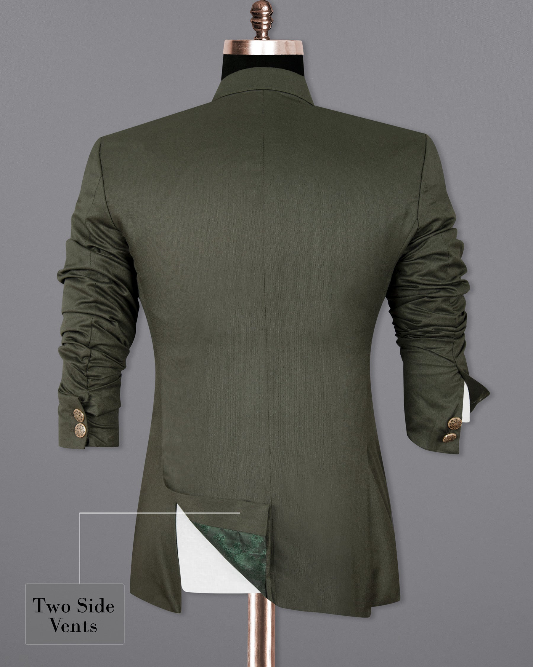 Millbrook Green Cross Buttoned Bandhgala/Mandarin Premium Cotton Blazer BL1297-CBG-36, BL1297-CBG-38, BL1297-CBG-40, BL1297-CBG-42, BL1297-CBG-44, BL1297-CBG-46, BL1297-CBG-48, BL1297-CBG-50, BL1297-CBG-52, BL1297-CBG-54, BL1297-CBG-56, BL1297-CBG-58, BL1297-CBG-60