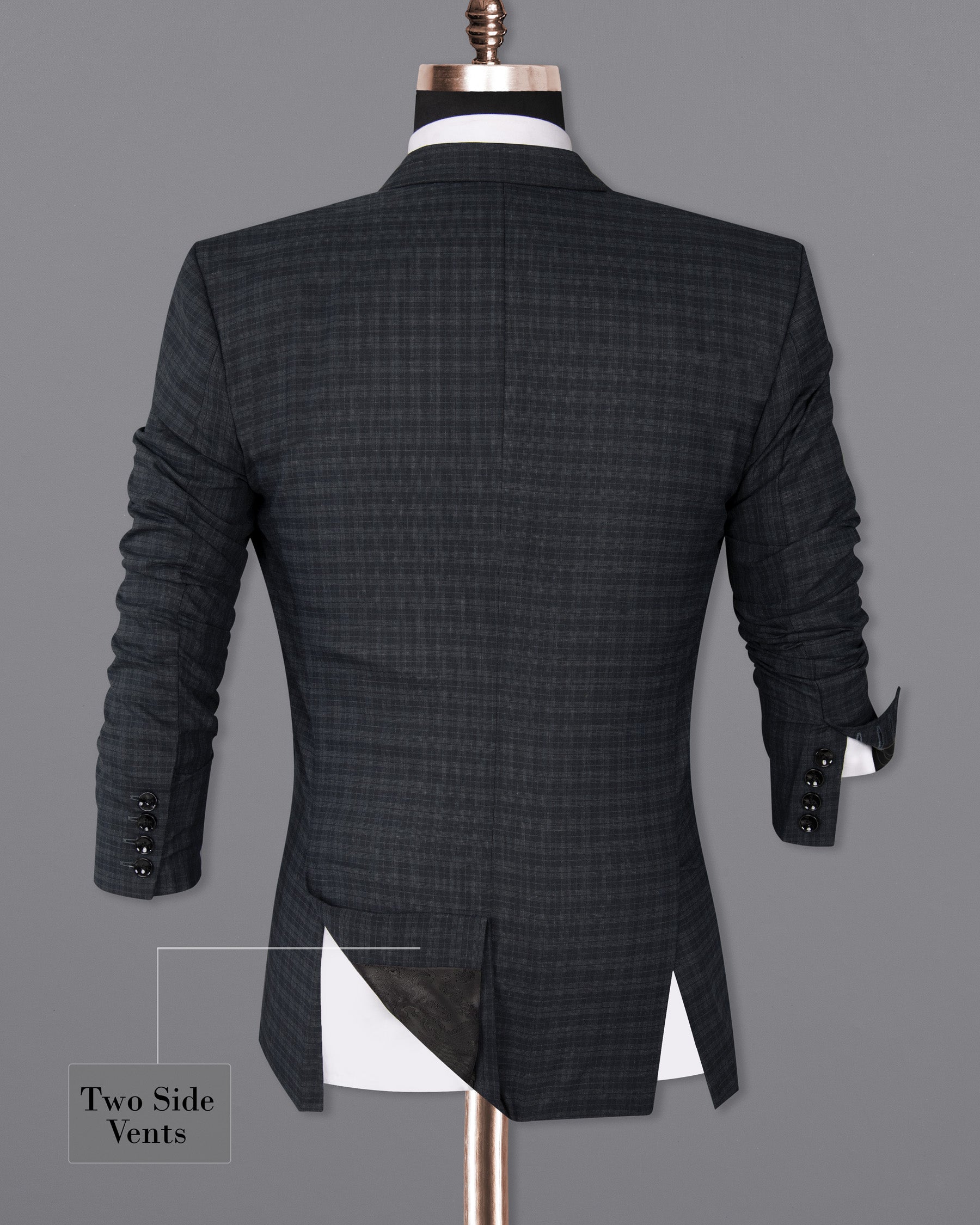 Shark Grey Plaid Wool Rich Blazer BL1325-SB-36, BL1325-SB-38, BL1325-SB-40, BL1325-SB-42, BL1325-SB-44, BL1325-SB-46, BL1325-SB-48, BL1325-SB-50, BL1325-SB-52, BL1325-SB-54, BL1325-SB-56, BL1325-SB-58, BL1325-SB-60