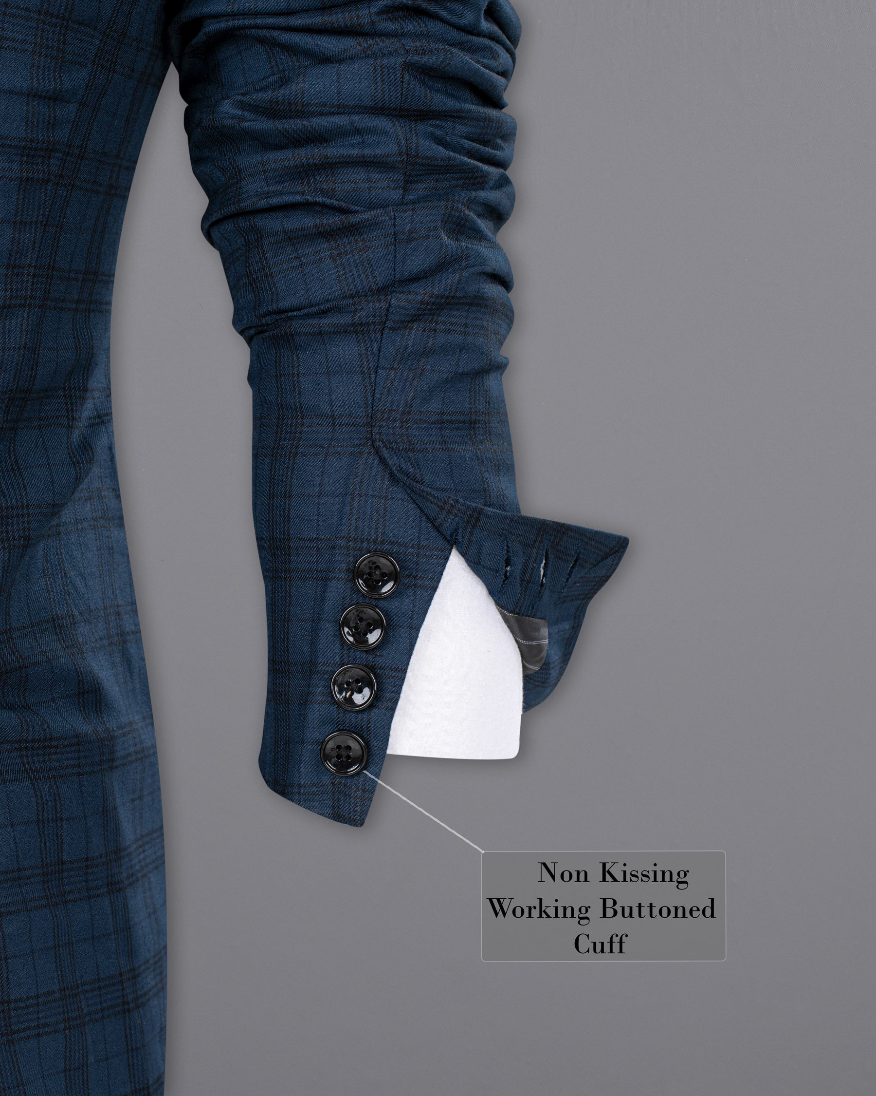 Nile Blue Plaid Wool Rich Tuxedo Blazer