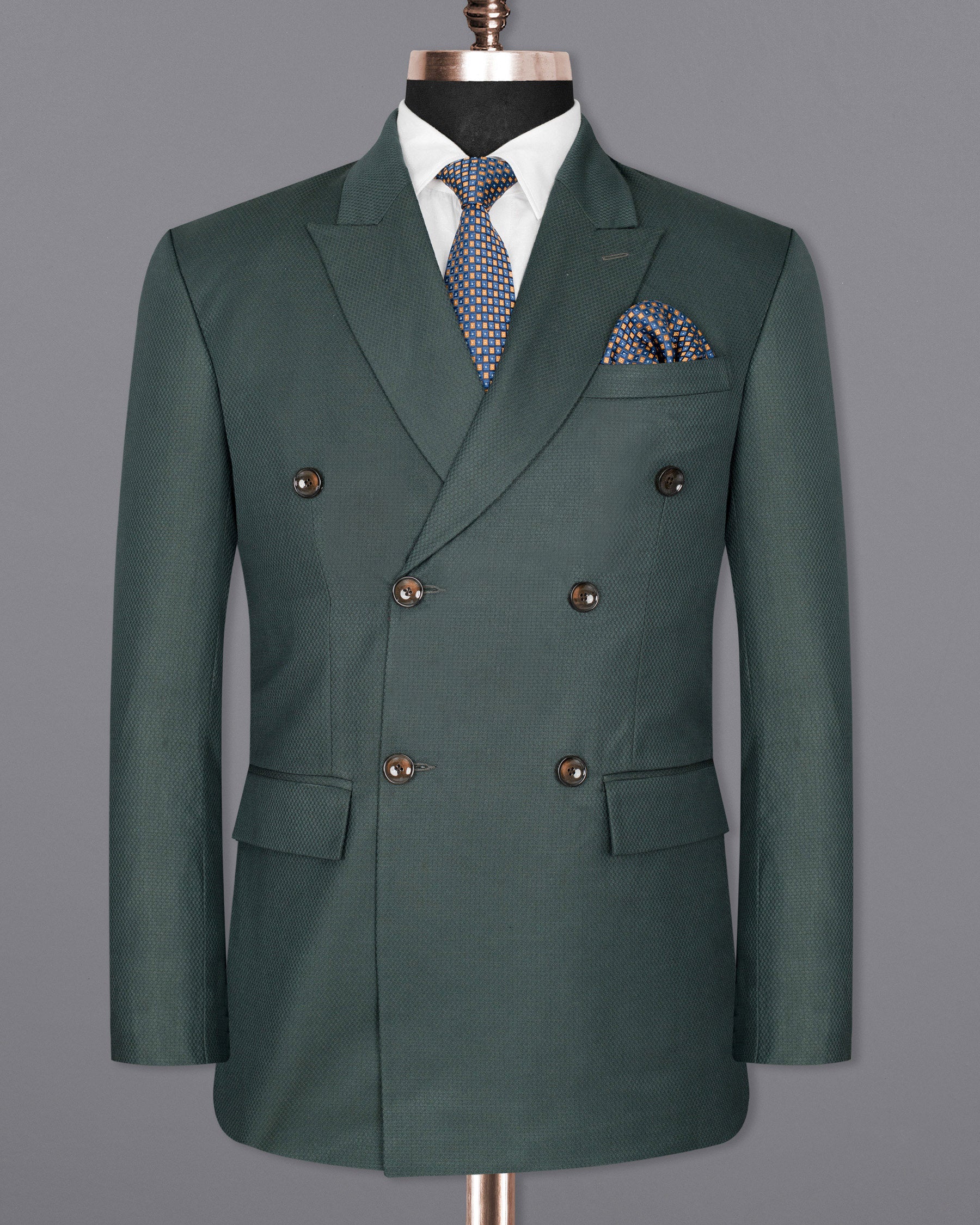 Firefly Green Double-Breasted Wool Rich Blazer BL1369-DB-36, BL1369-DB-38, BL1369-DB-40, BL1369-DB-42, BL1369-DB-44, BL1369-DB-46, BL1369-DB-48, BL1369-DB-50, BL1369-DB-52, BL1369-DB-54, BL1369-DB-56, BL1369-DB-58, BL1369-DB-60